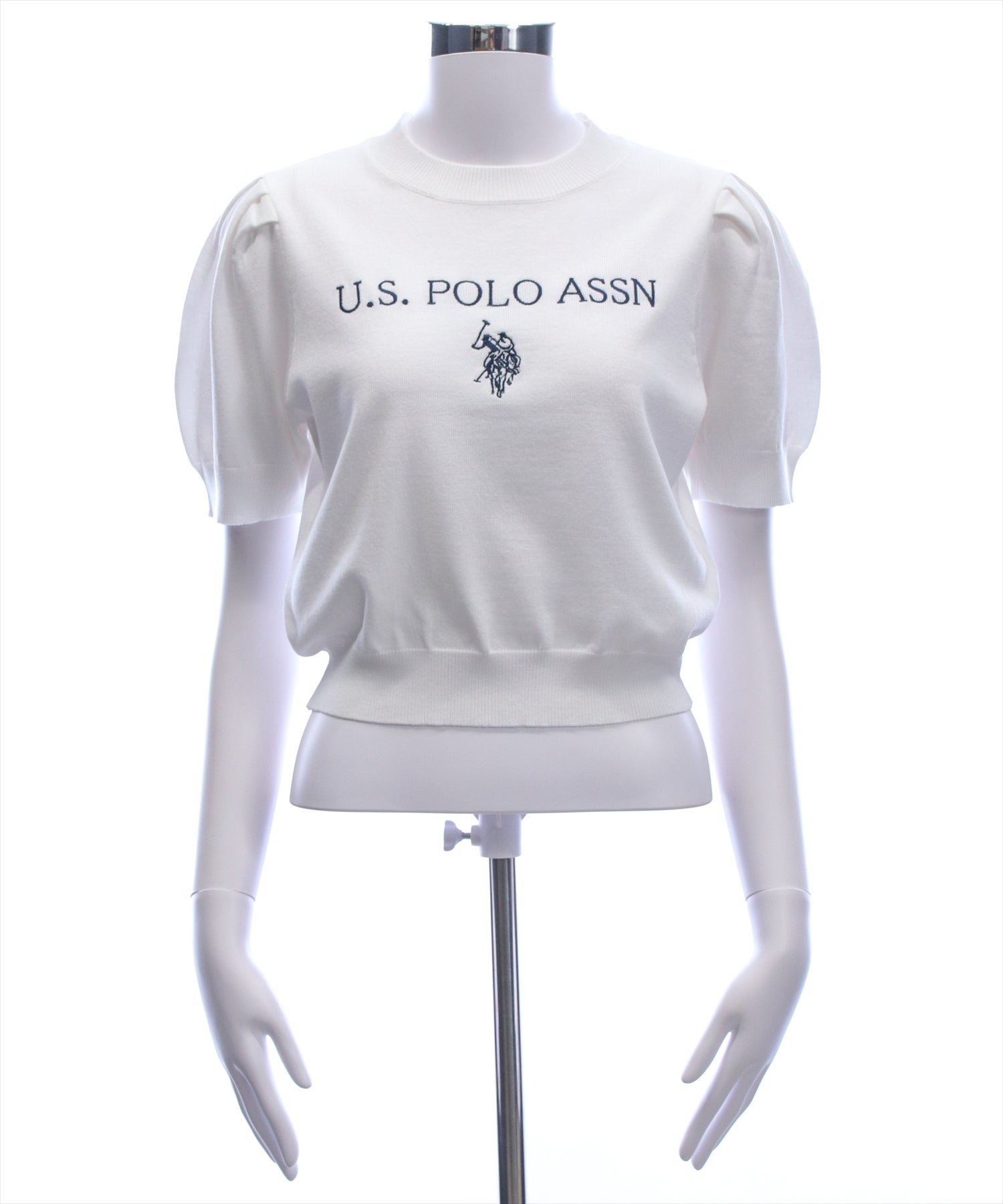 ほさちょ様 U.S. POLO ASSN. ロゴ刺繍半袖ニット レディース｜ニットトップス