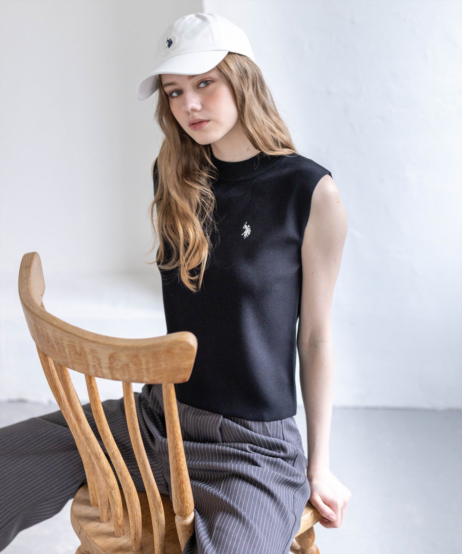 U.S. POLO ASSN. ノースリーブニット レディース｜ミラノリブトップス