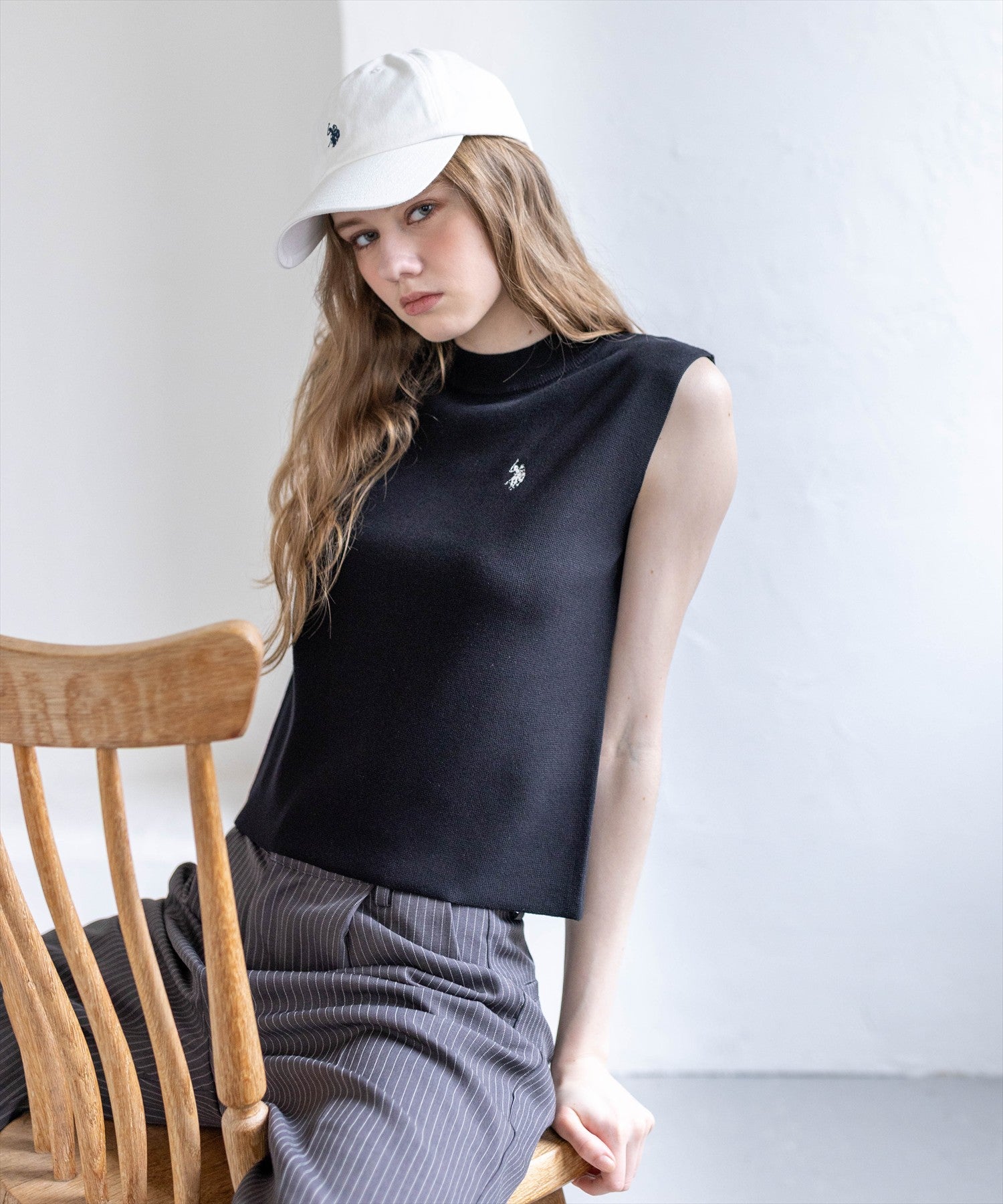U.S. POLO ASSN. ノースリーブニット レディース｜ミラノリブトップス