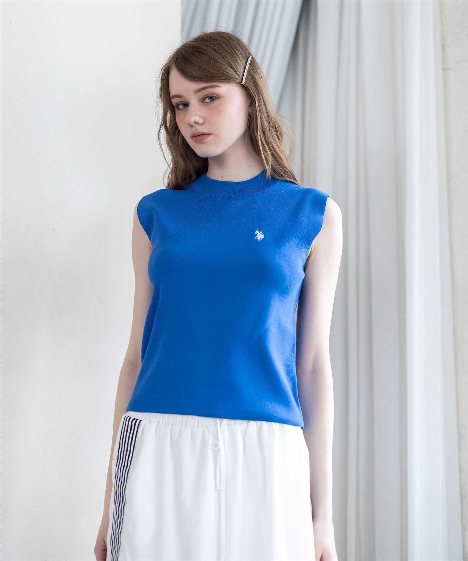 clear≪新作≫U.S. POLO ASSN. ミラノリブノースリーブニットトップス