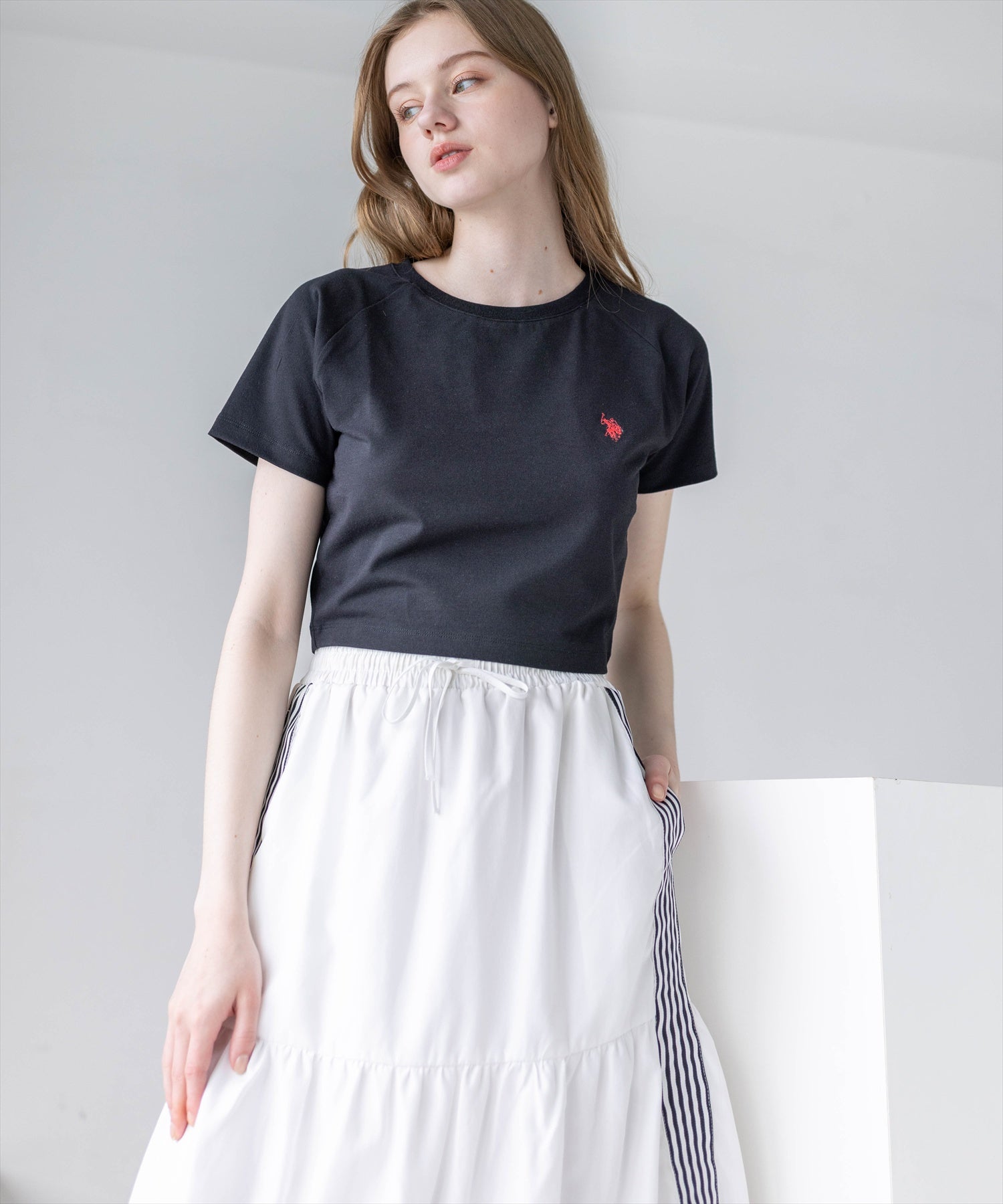 clear≪WEB先行販売/新作≫U.S. POLO ASSN. ワンポイント刺繍チビT