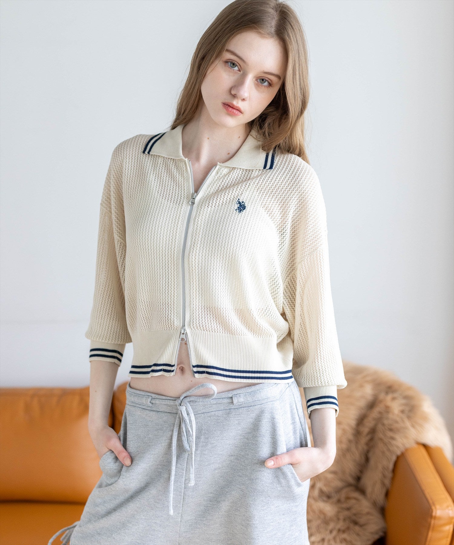 clear≪新作≫U.S. POLO ASSN. ダブルジップメッシュニット