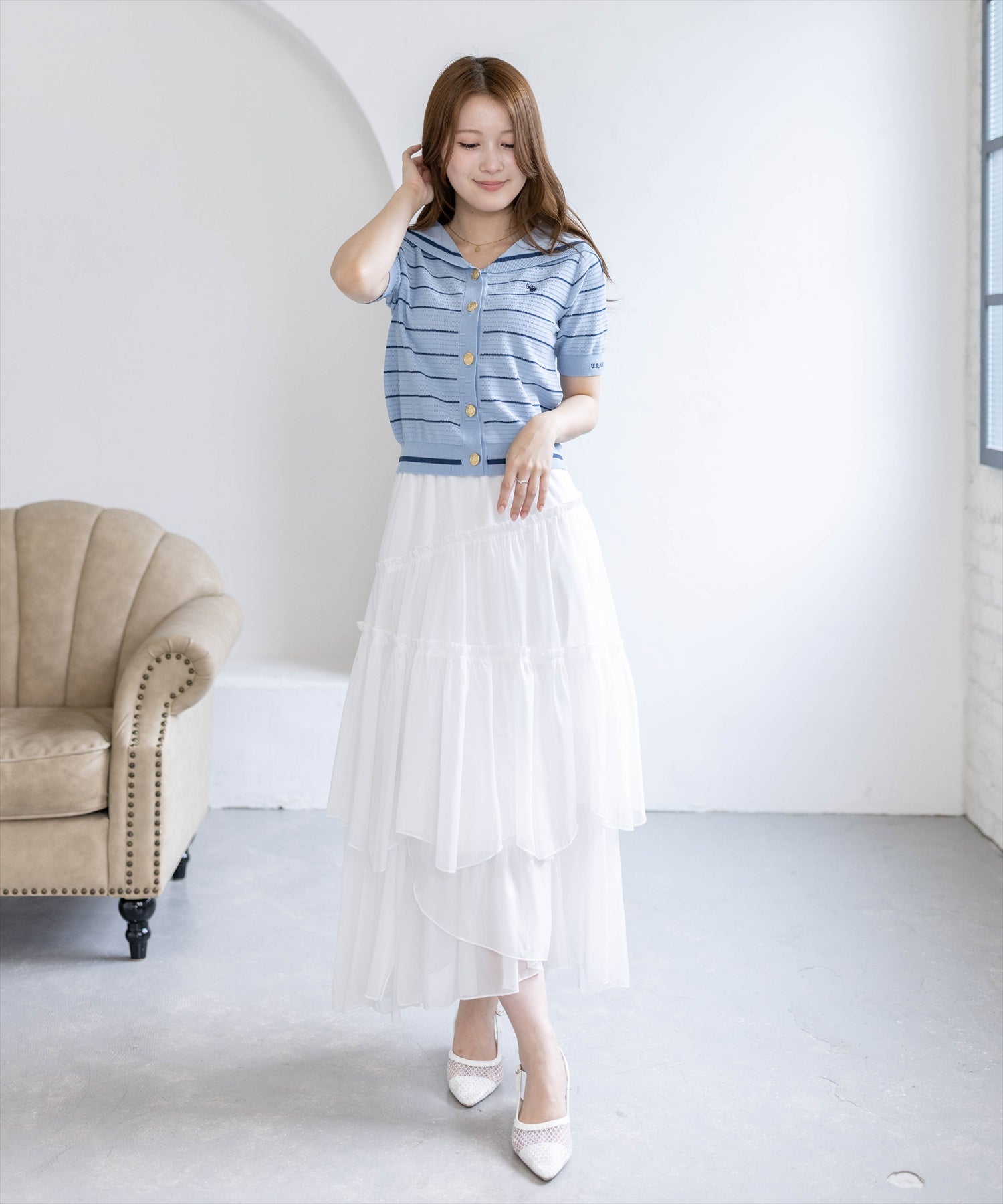 163cm/サックス着用