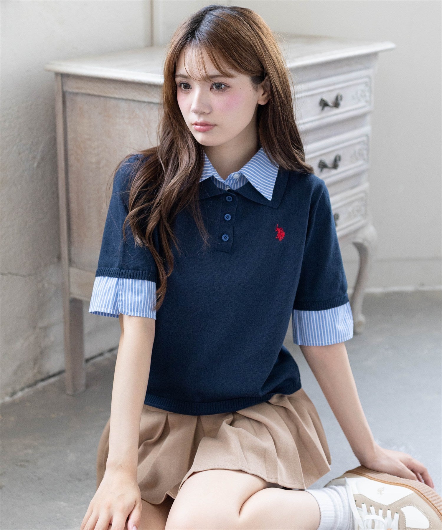 U.S. POLO ASSN. ドッキングニットトップス レディース｜襟付き
