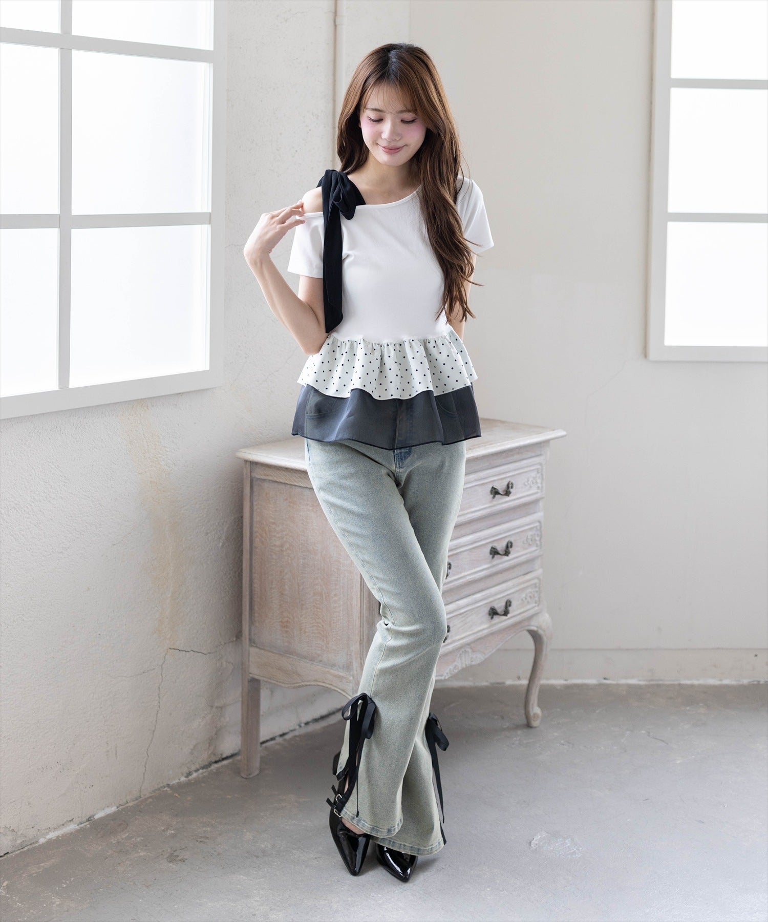 161cm/オフホワイト着用