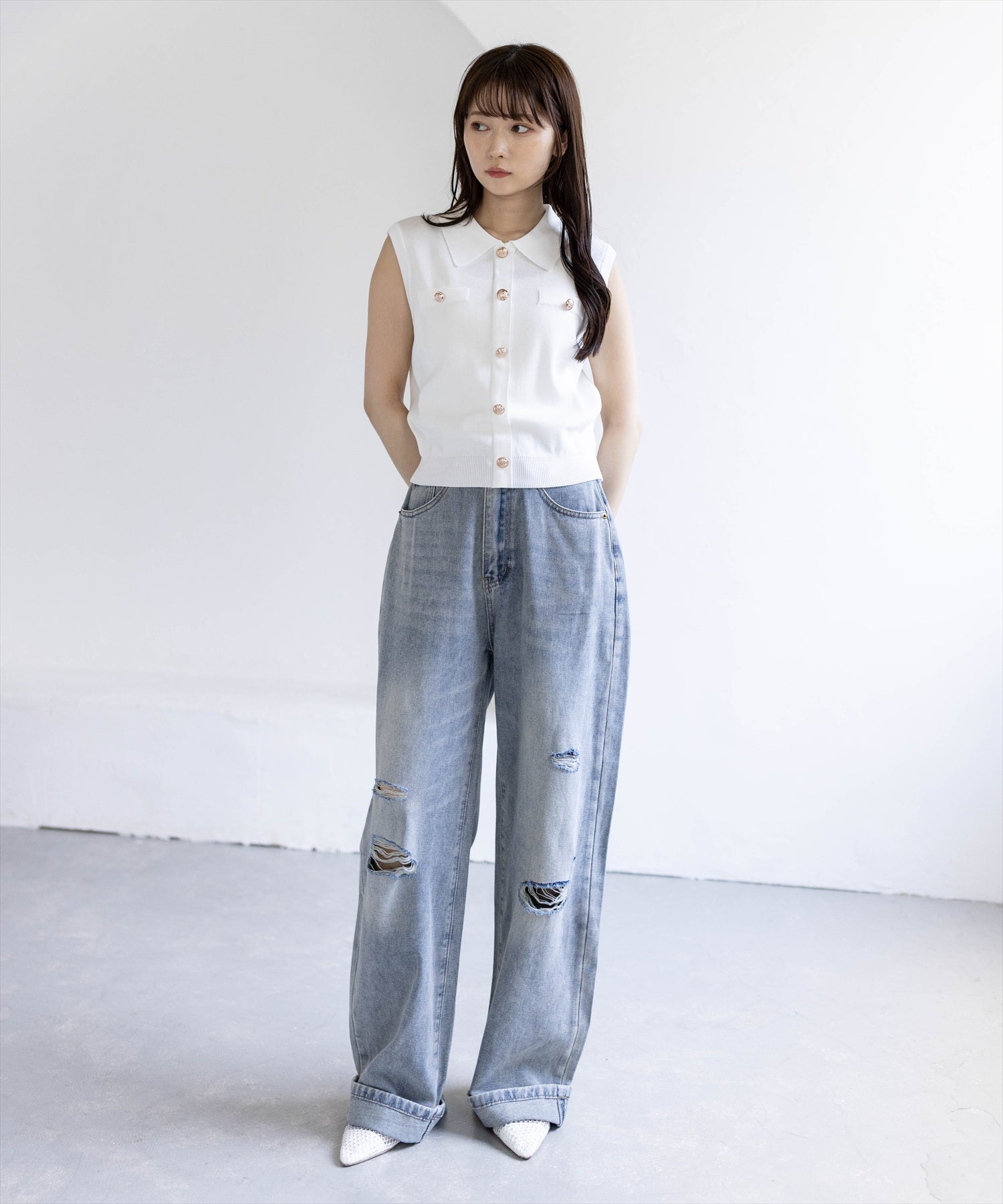 162cm/ライトブルー着用