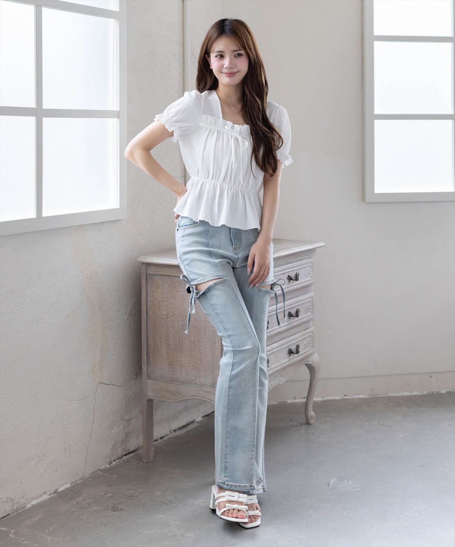 161cm/オフホワイト着用