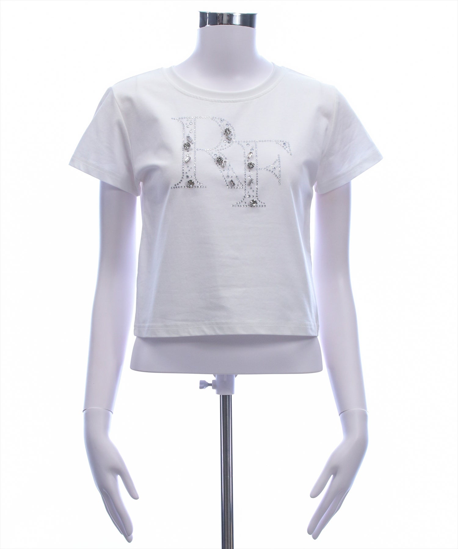 clear≪新作≫接触冷感ビックビジューロゴTシャツ 速乾/UVカット機能