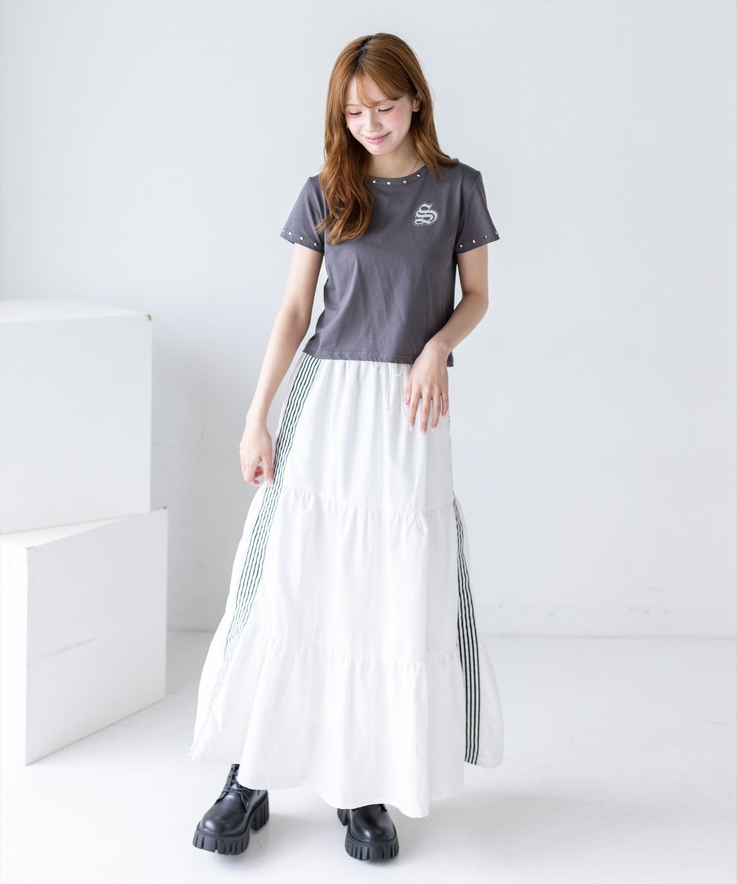 161cm/グレー着用