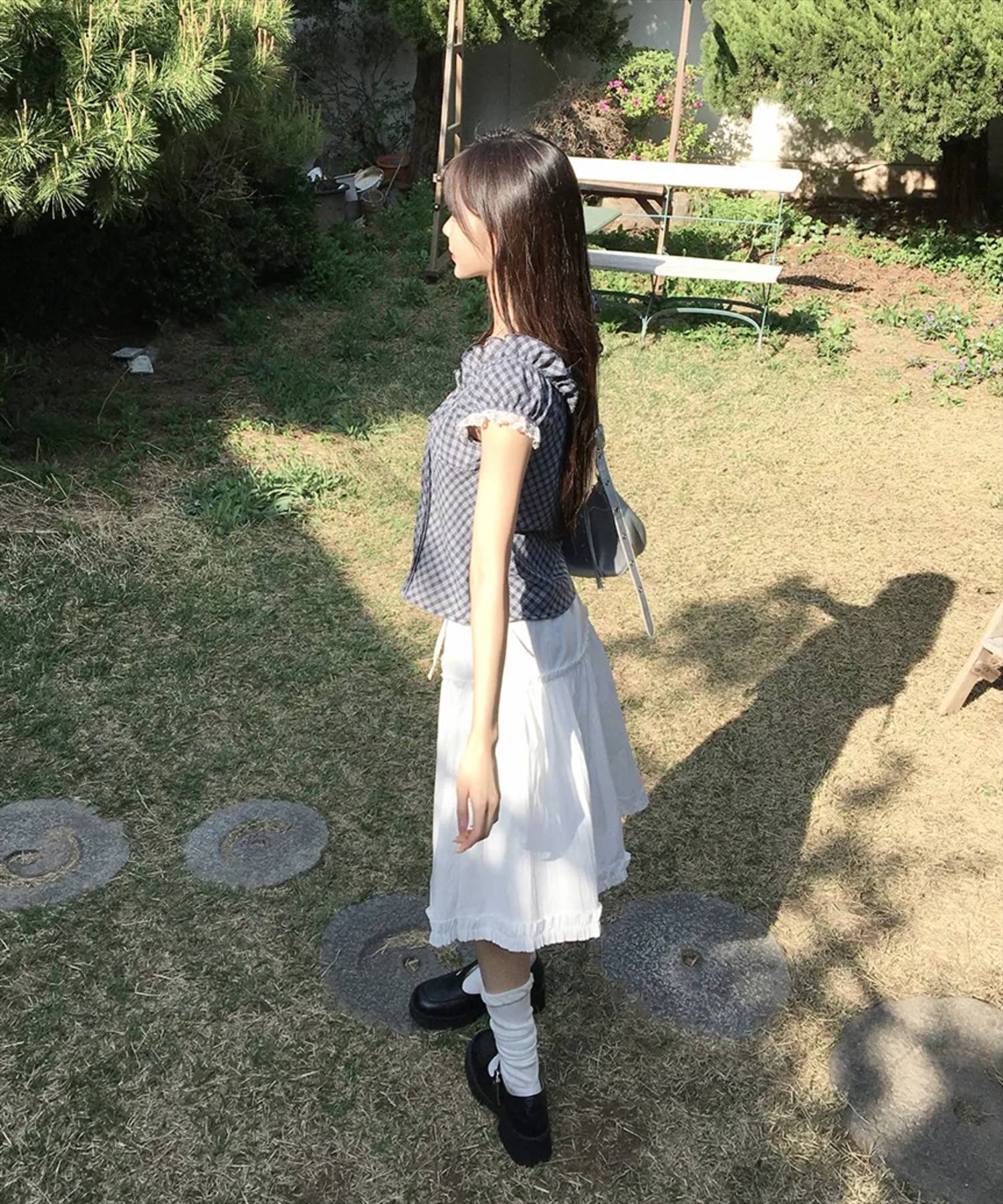 STAY MOTION≪WEB限定/新作≫レイヤード風チェック柄フロントリボン