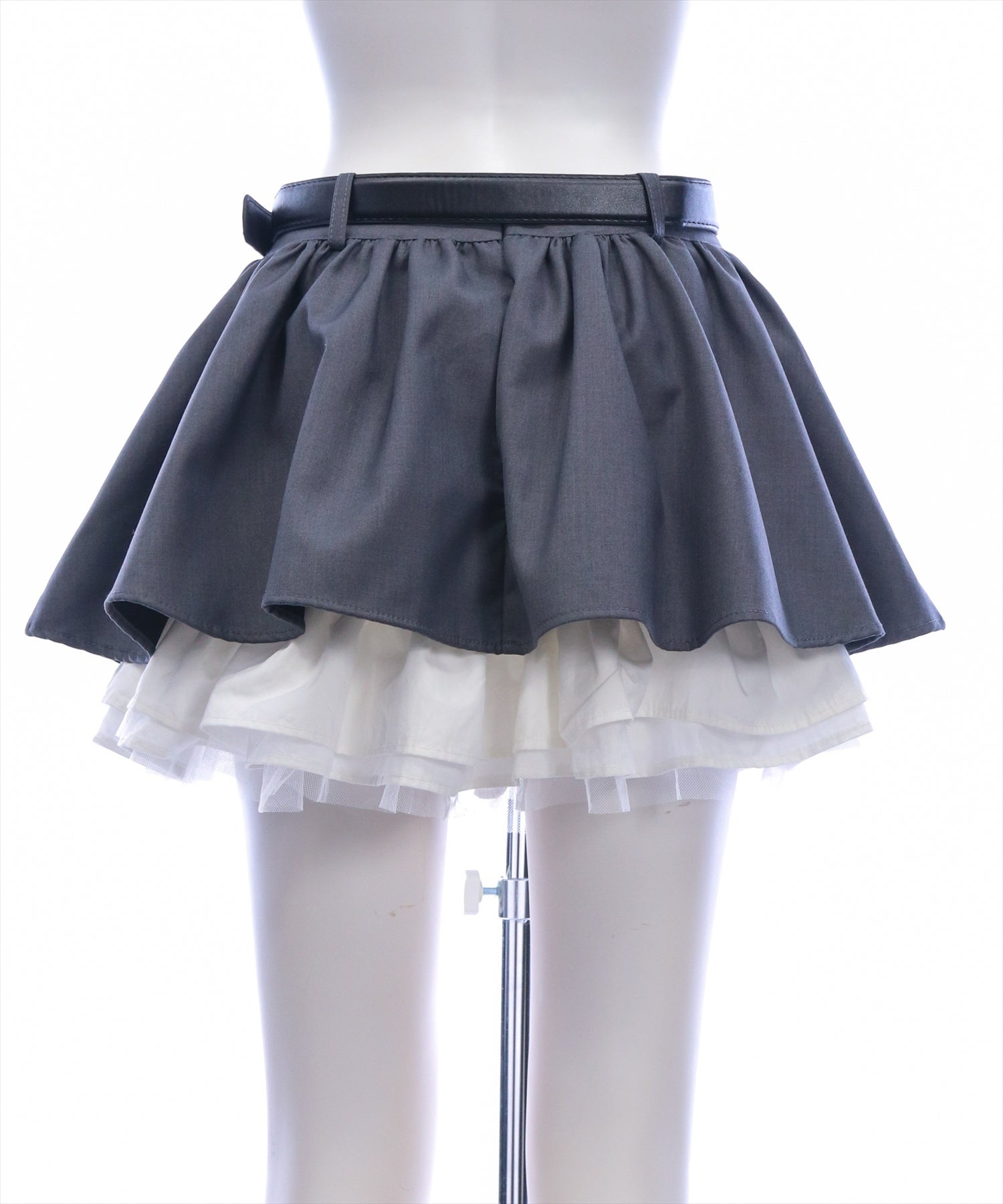 最終値下げ！！d.i.a.ミニスカート STAY MOTION≪WEB限定/新作≫ベルト付き裾チュールティアードミニ