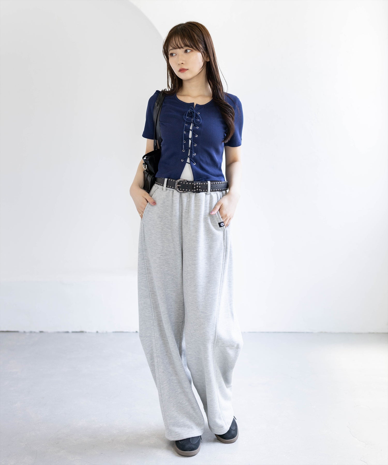 162cm/杢グレー F着用