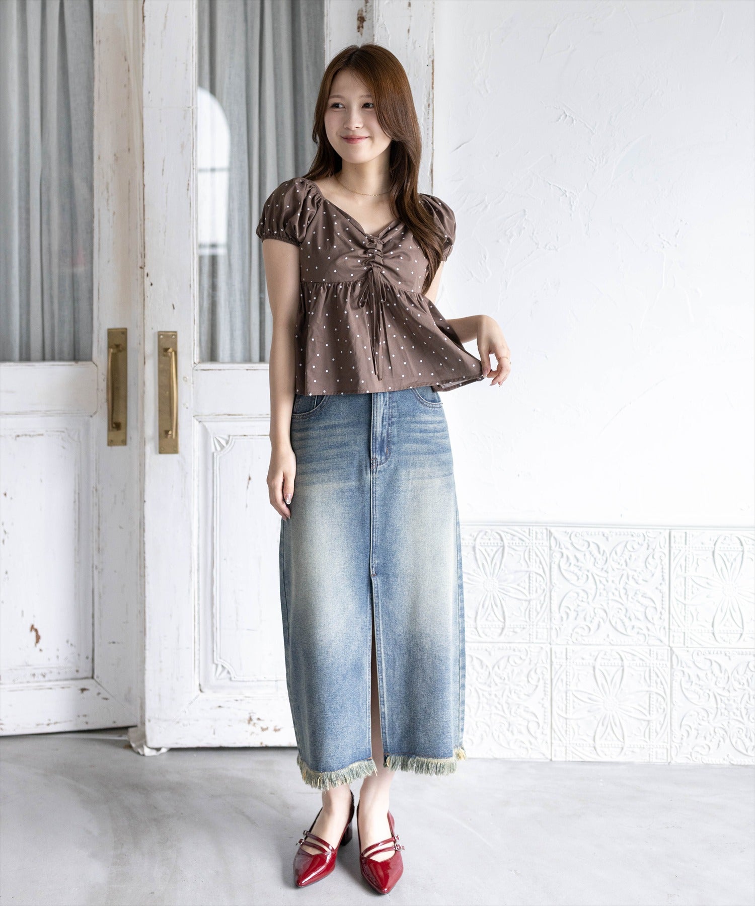 163cm/ブラウン着用