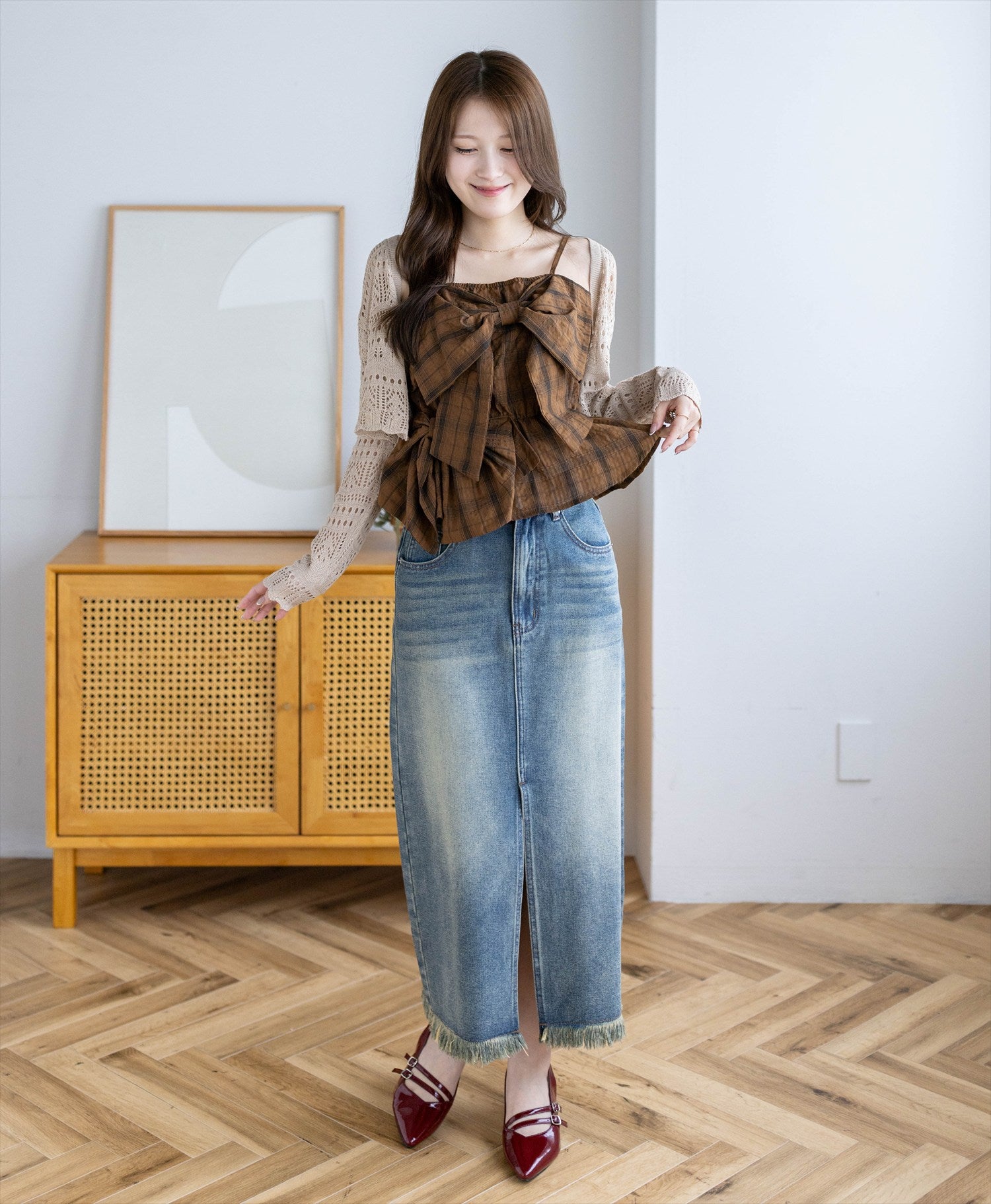 163cm/ブラウン着用
