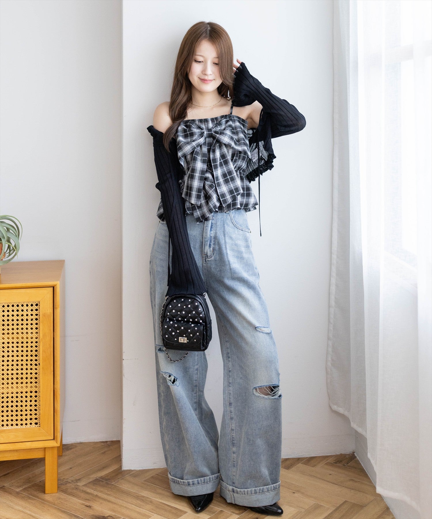 163cm/ブラック着用