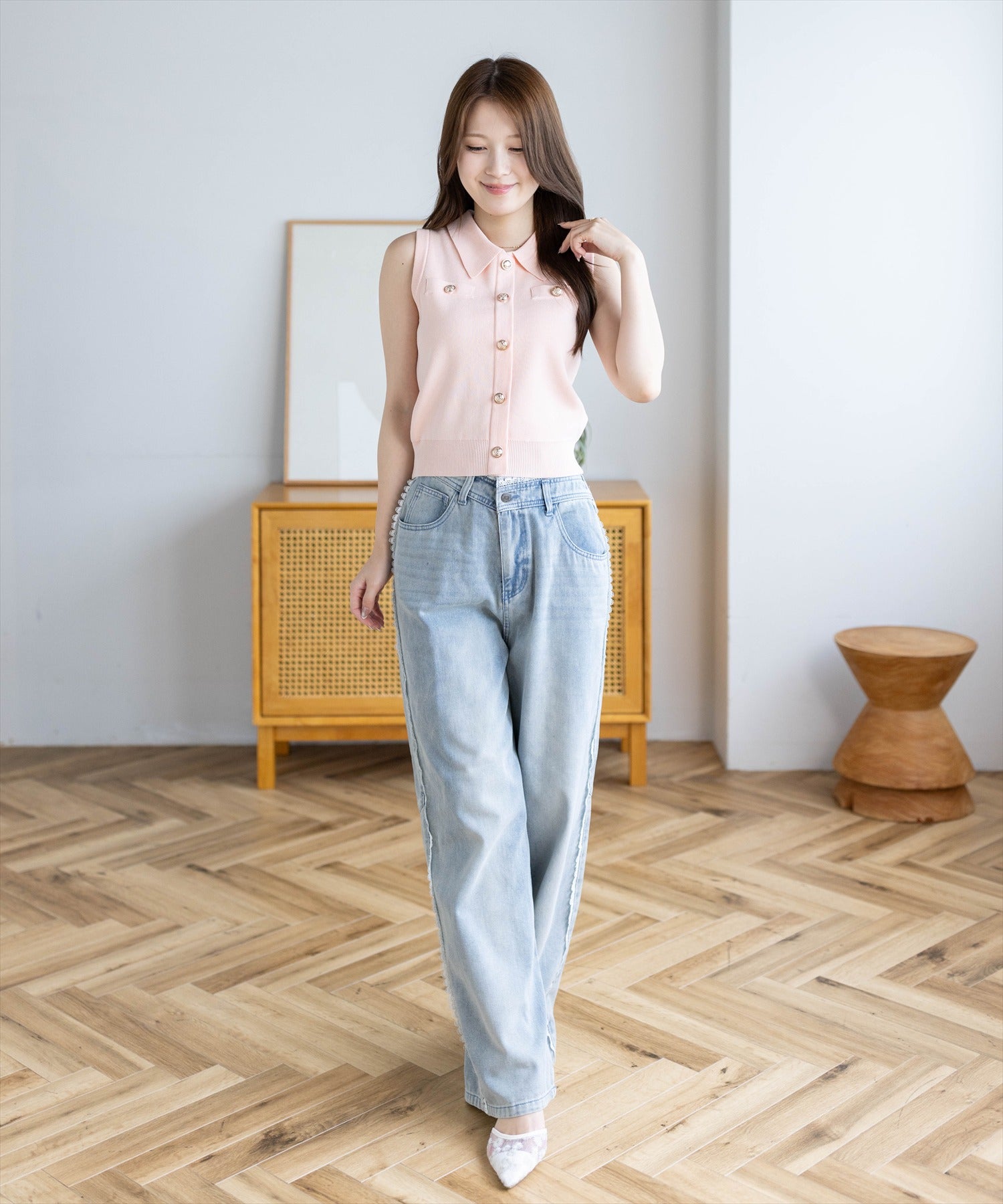 163cm/ピンク着用