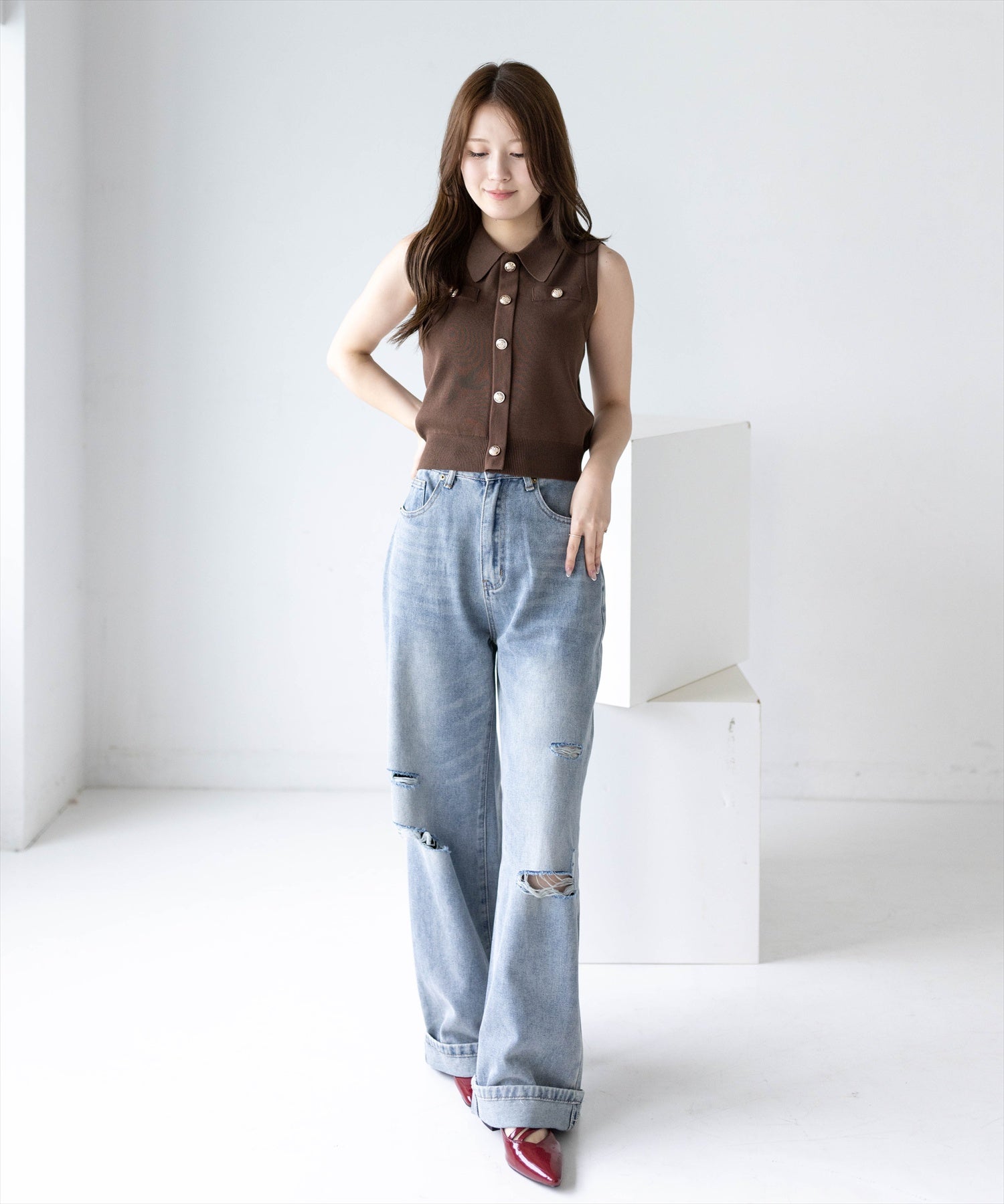 163cm/ブラウン着用