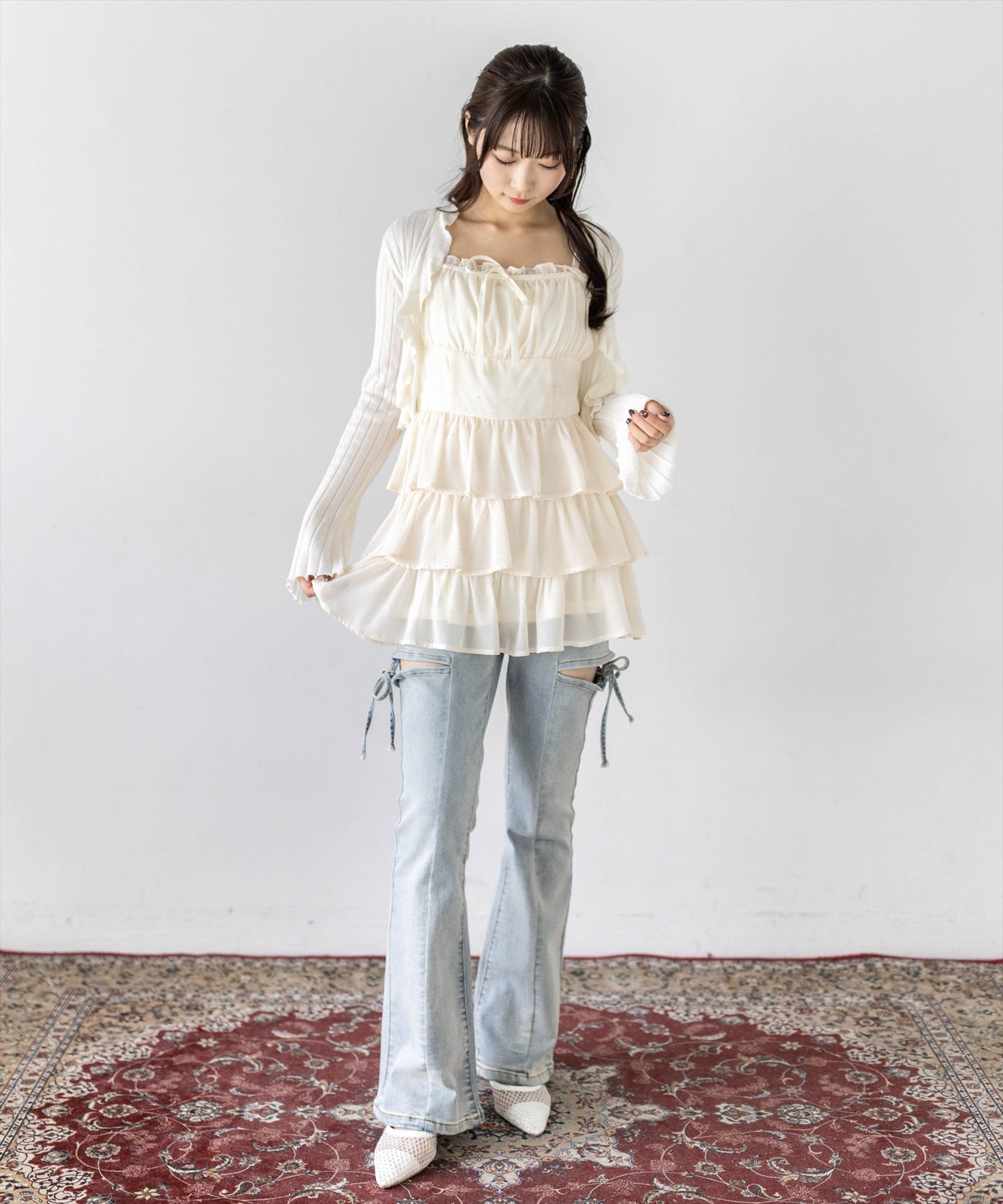 162cm/アイボリー着用