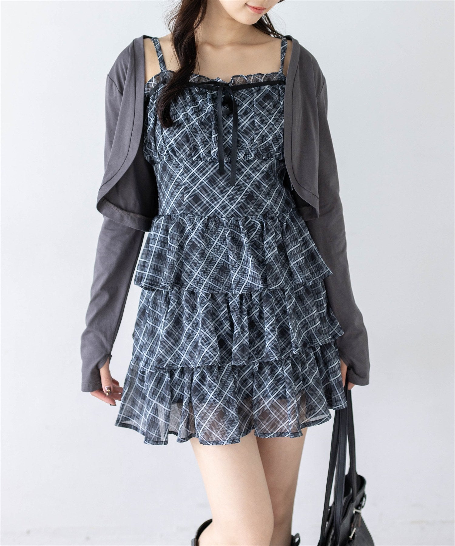 clear シアーチェックティアードキャミワンピース[CL10084