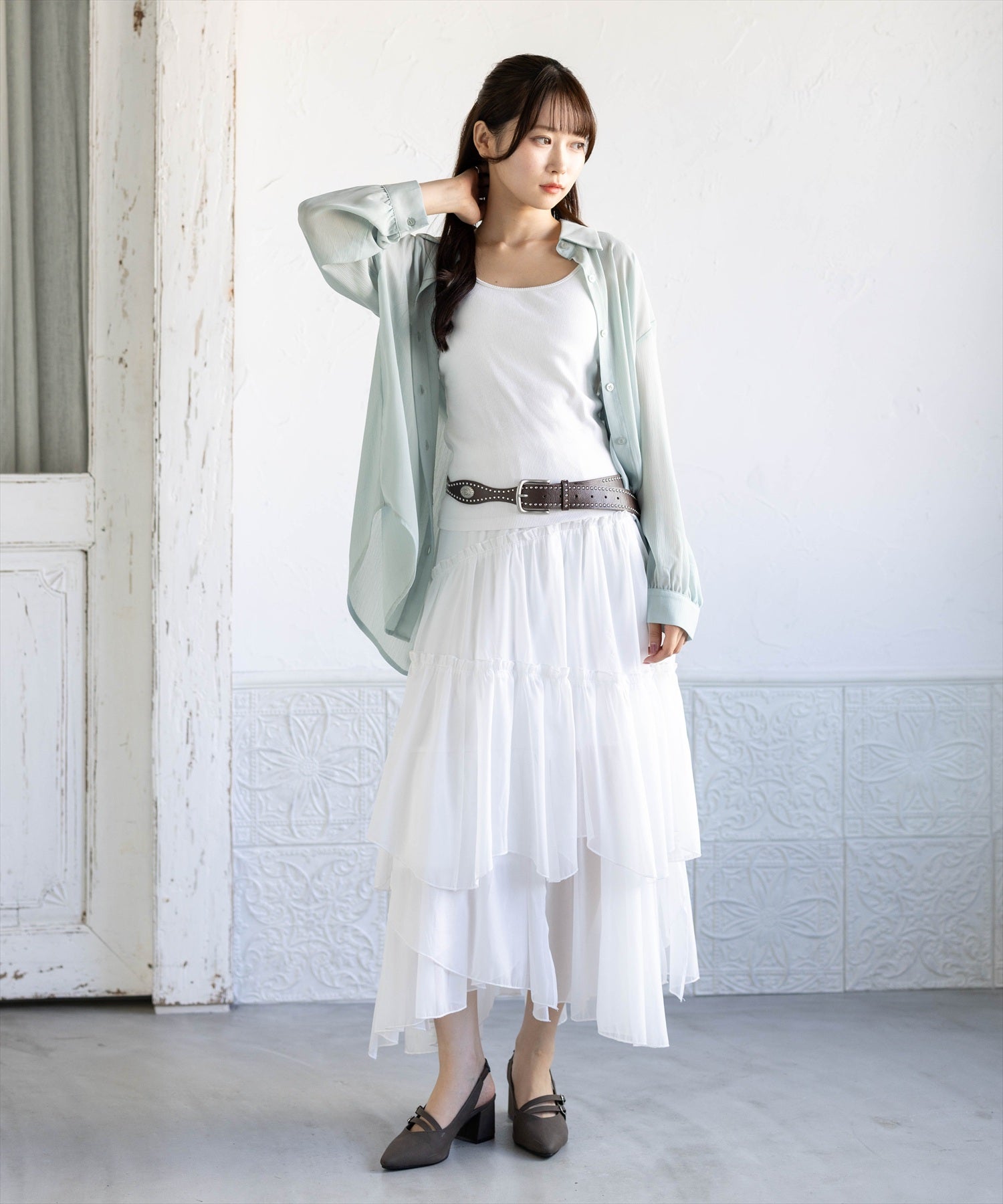 162cm/ミント着用