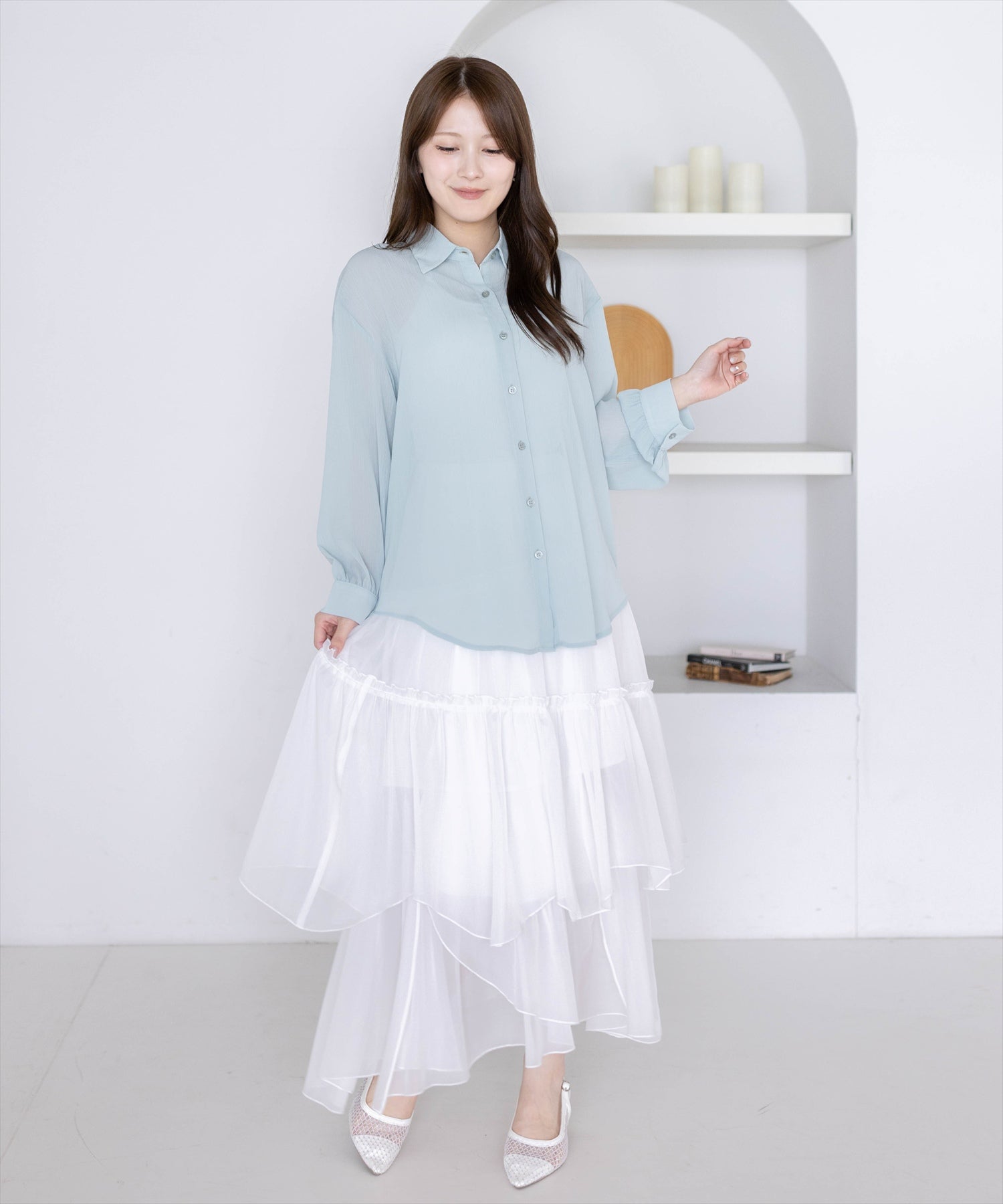 163cm/ミント着用