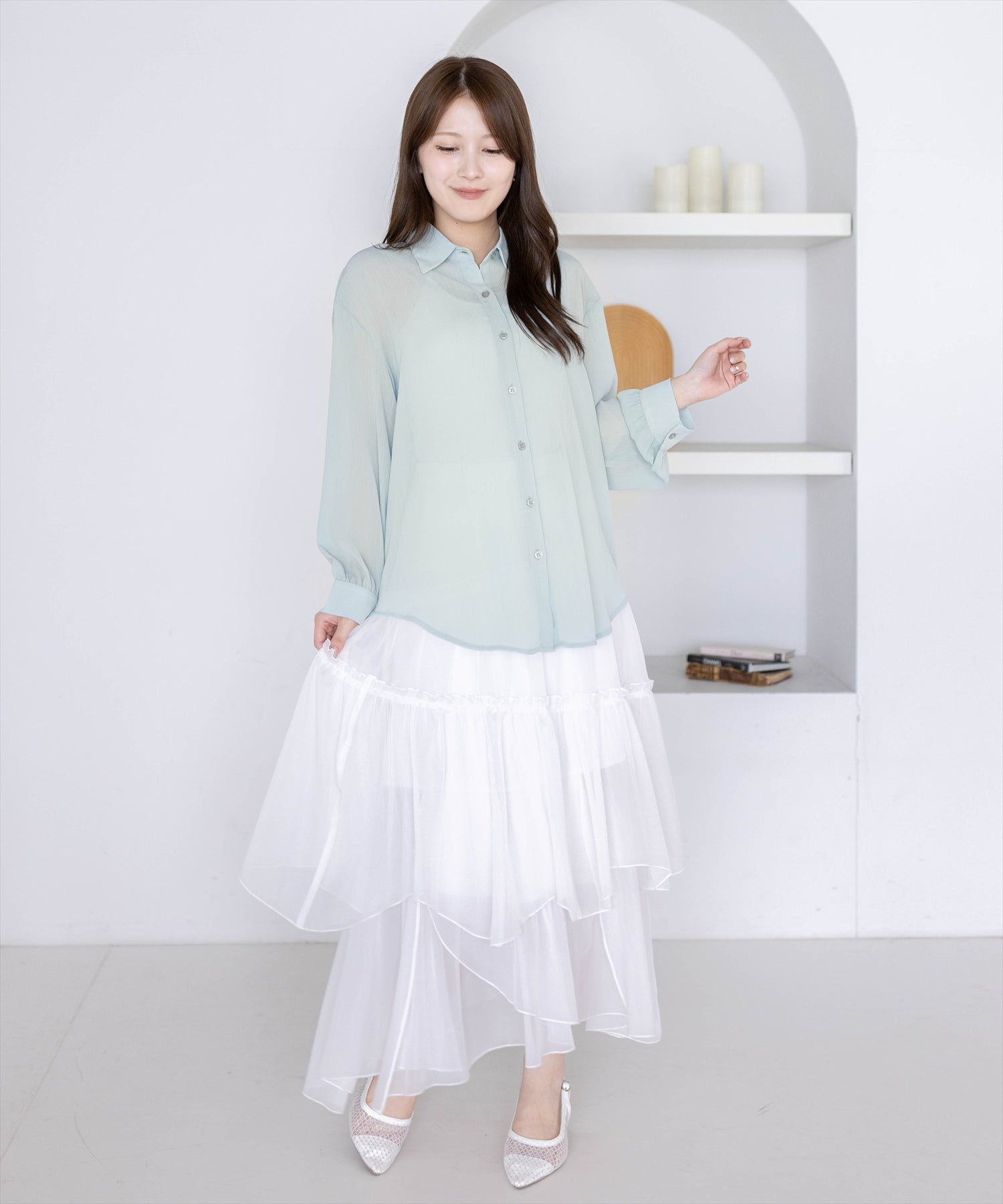 163cm/ミント着用