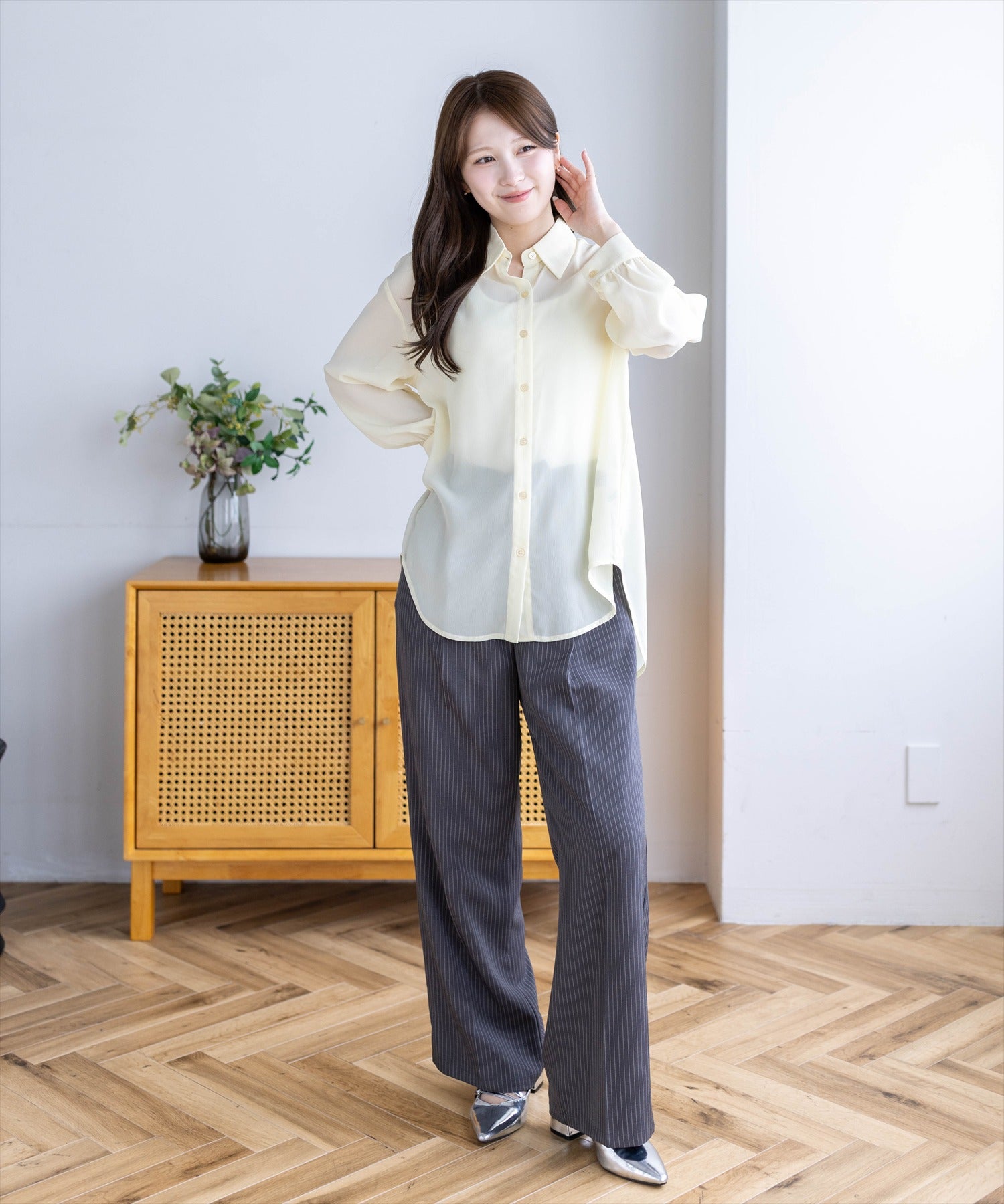 163cm/クリームイエロー着用