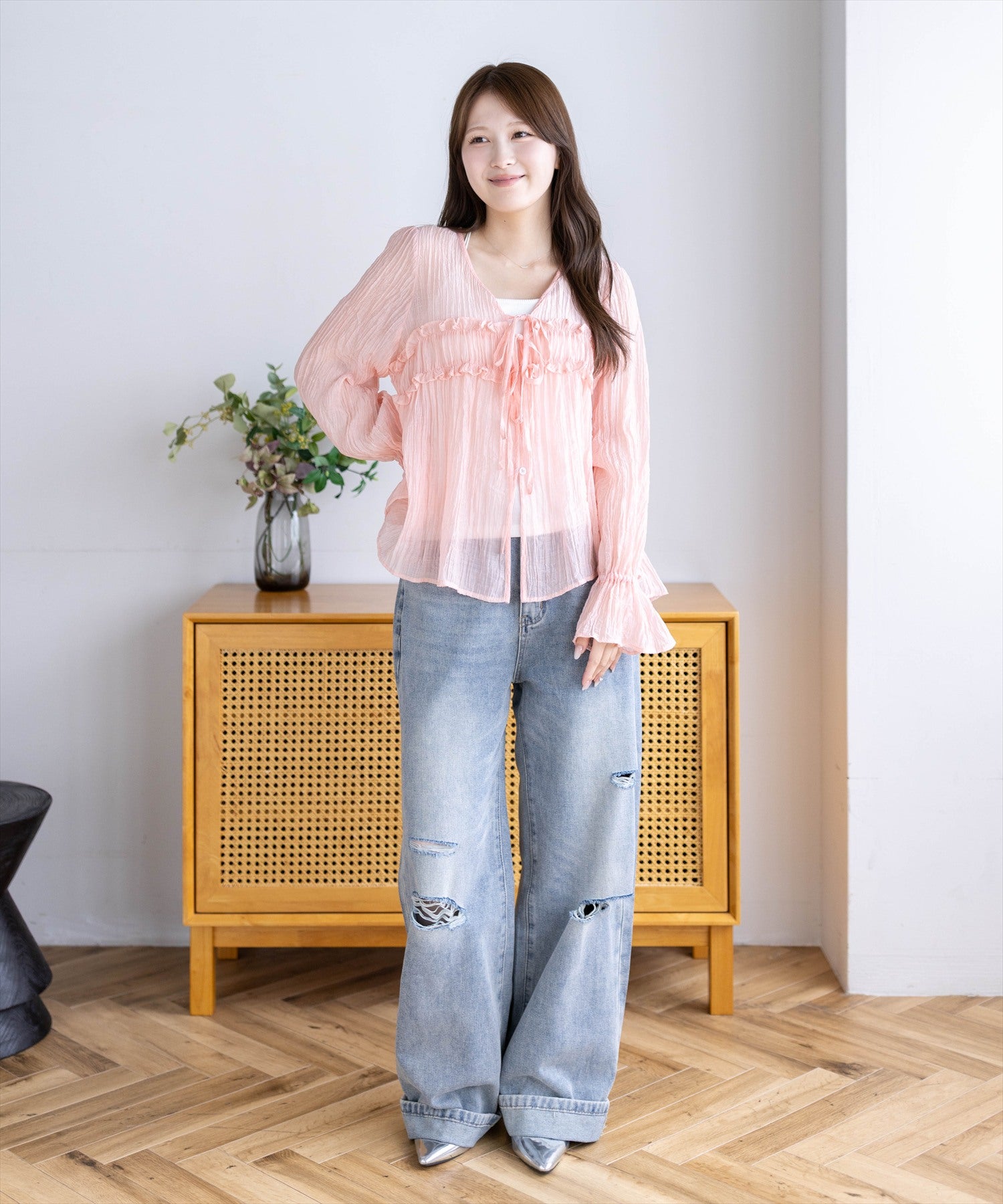 163cm/ピンク着用
