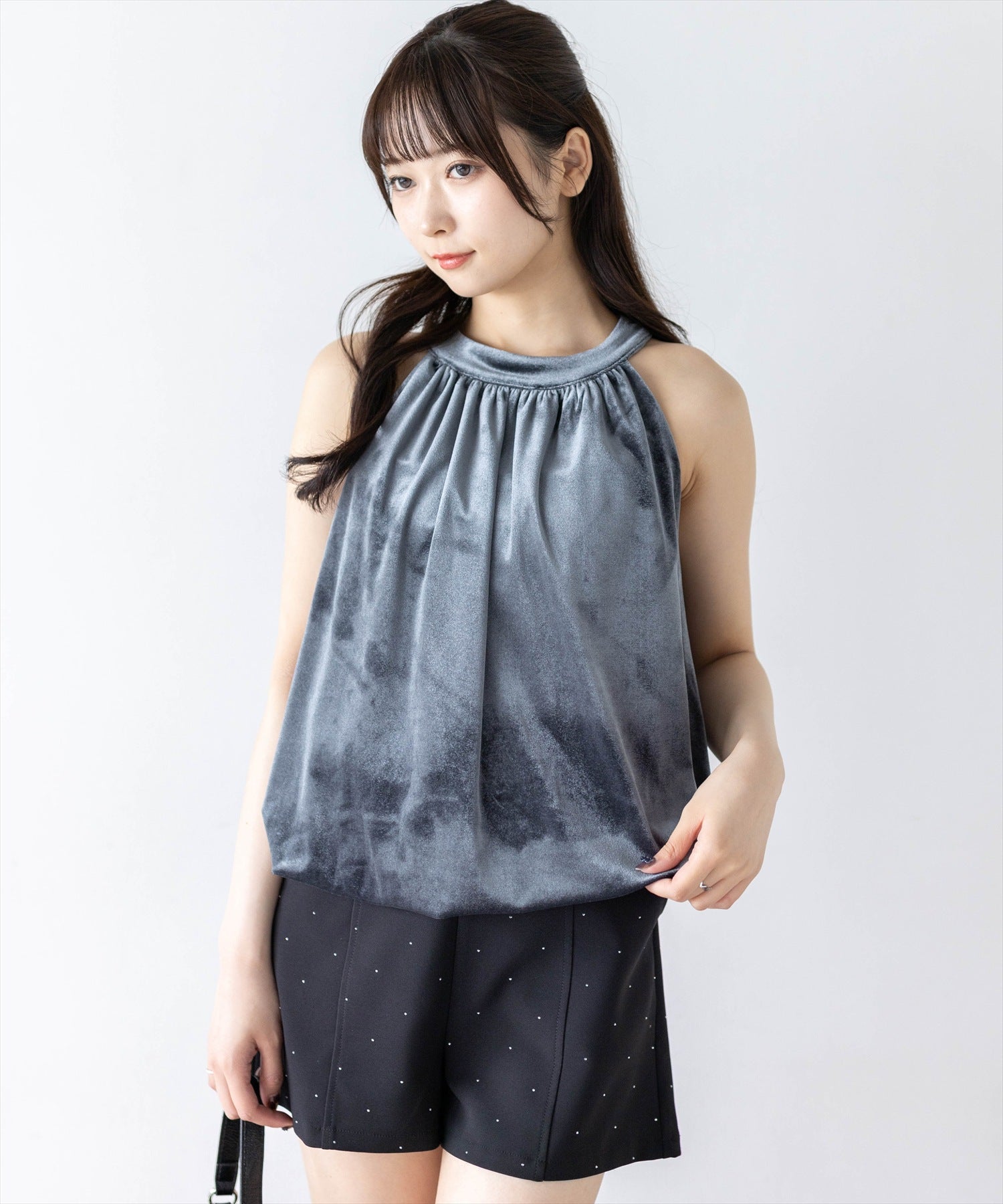 clear≪新作≫ホルターネックベロアバルーントップス[CL10017