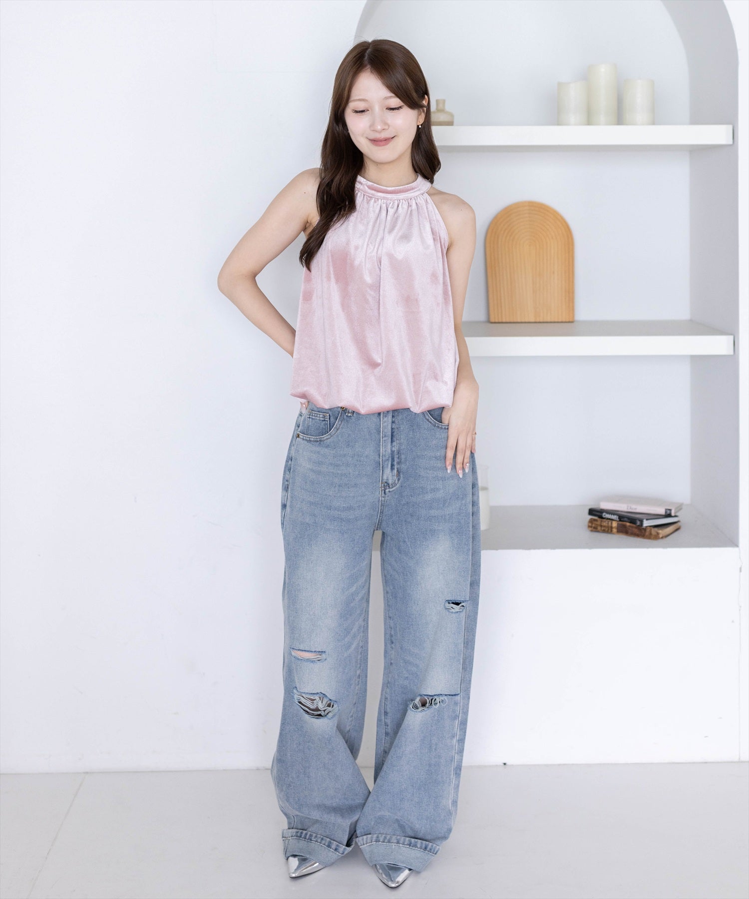 163cm/ピンク着用