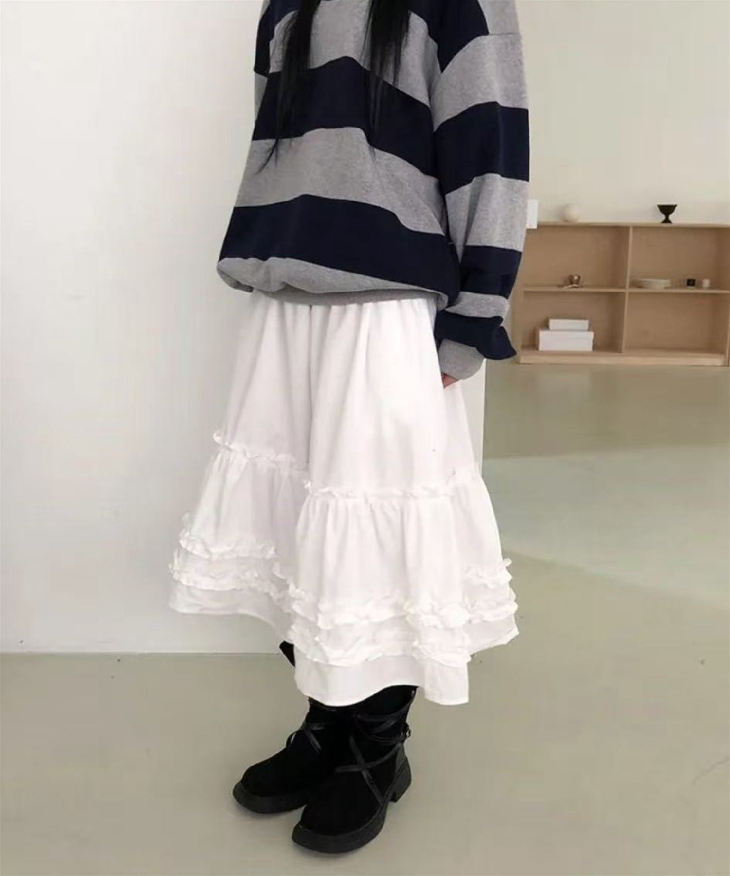 STAY MOTION≪WEB限定/新作≫フリルティアードミモレ丈スカート[ST1201