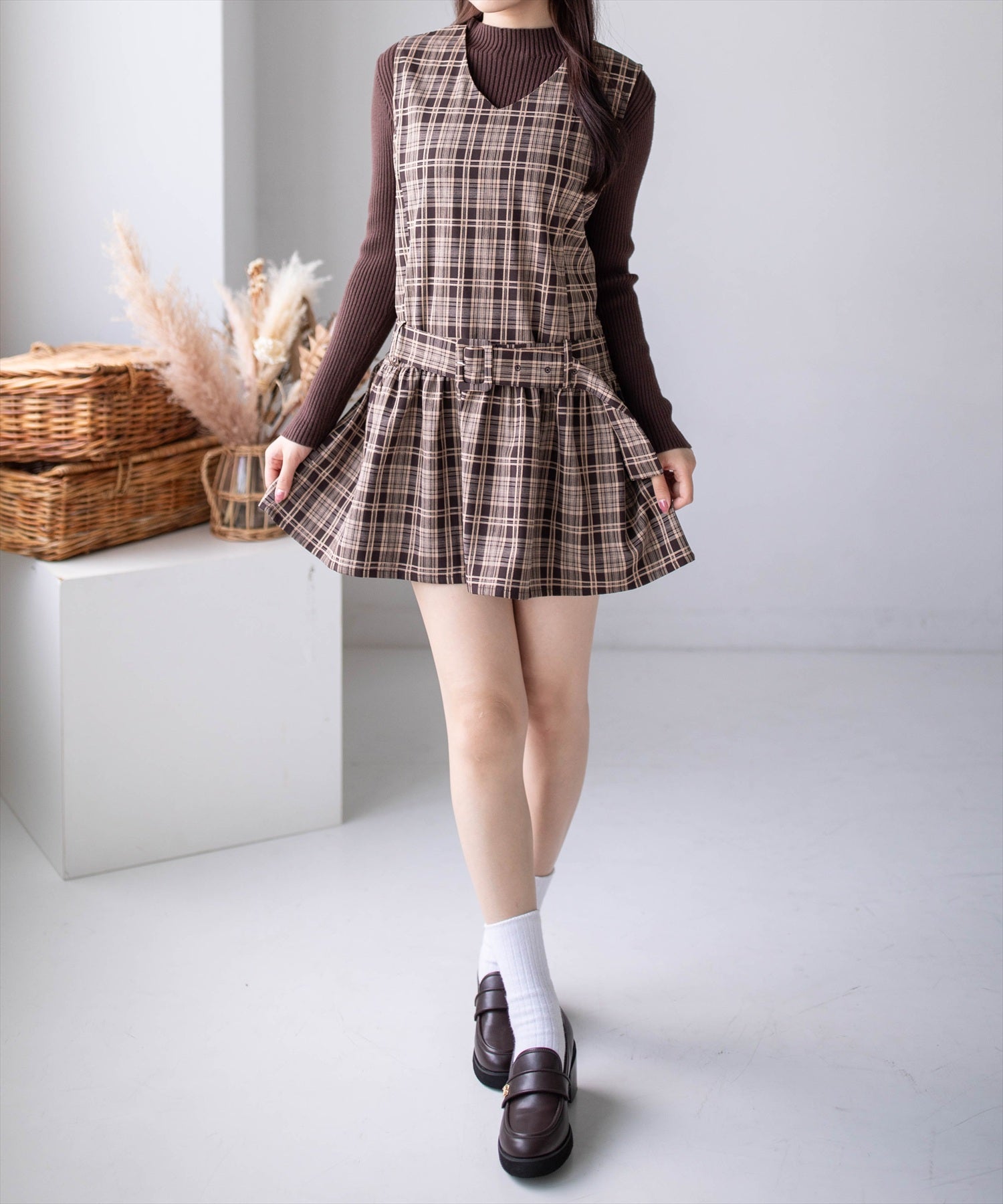 162cm/ブラウン着用