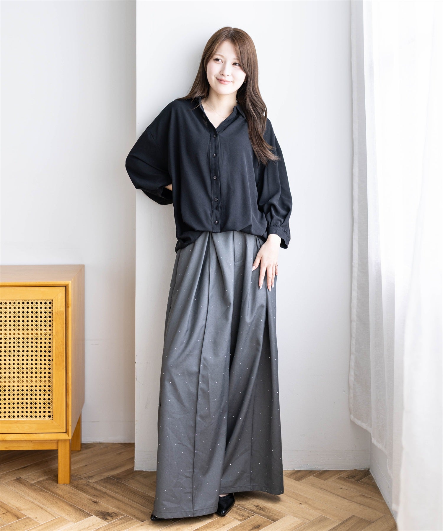 163cm/ブラック着用