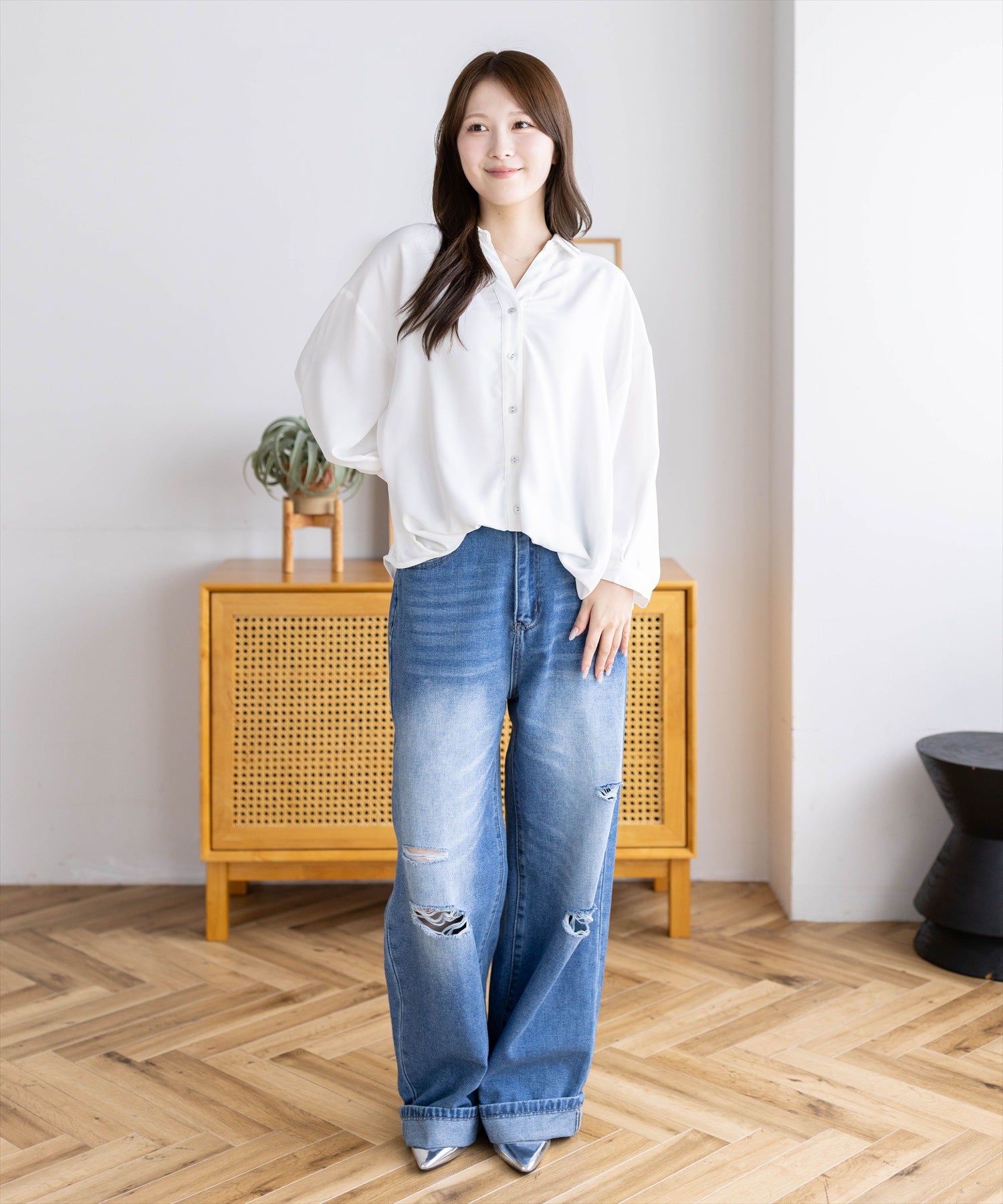 163cm/オフホワイト着用