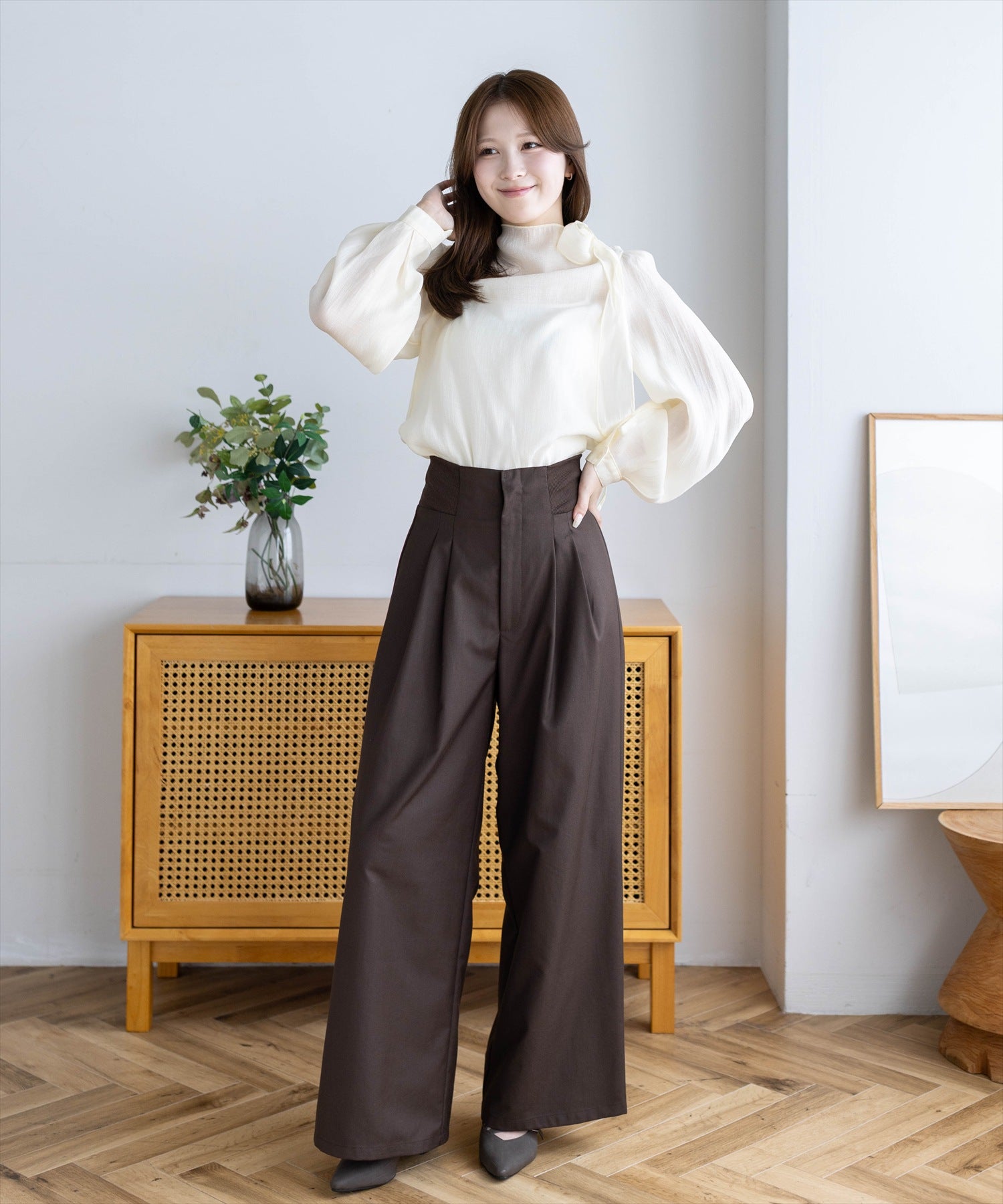163cm/アイボリー着用