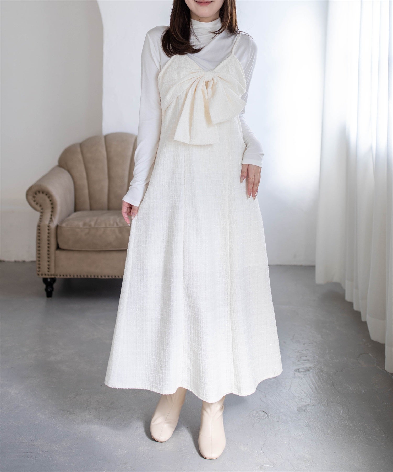 163cm/アイボリー F着用