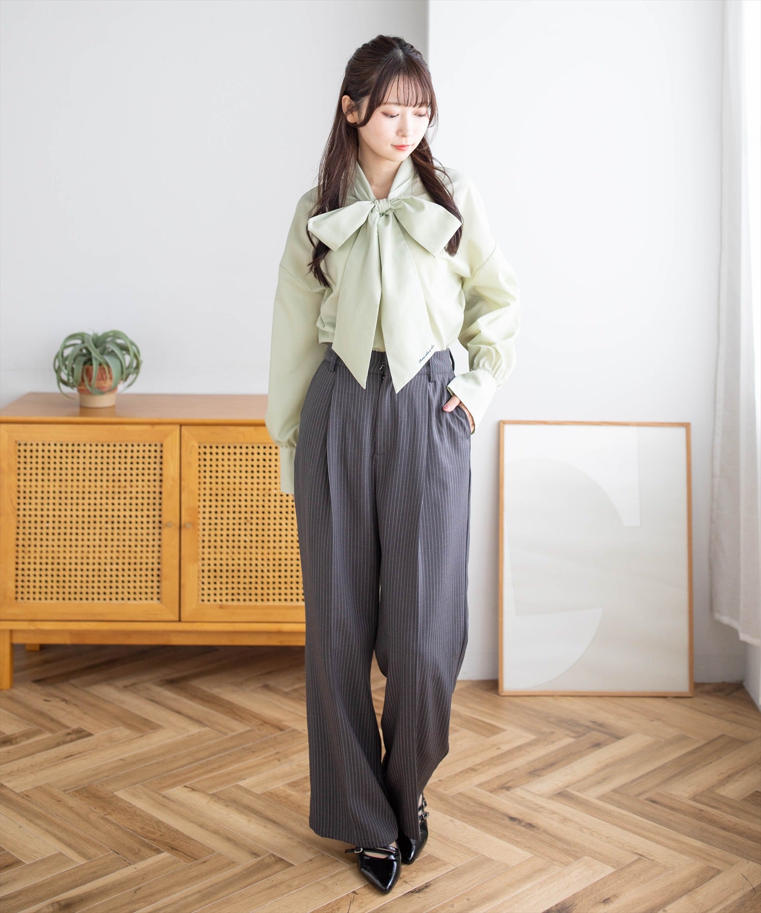 162cm/ミント着用