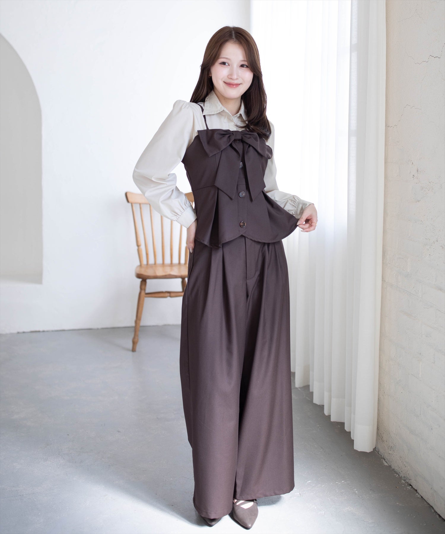 163cm/ブラウン着用