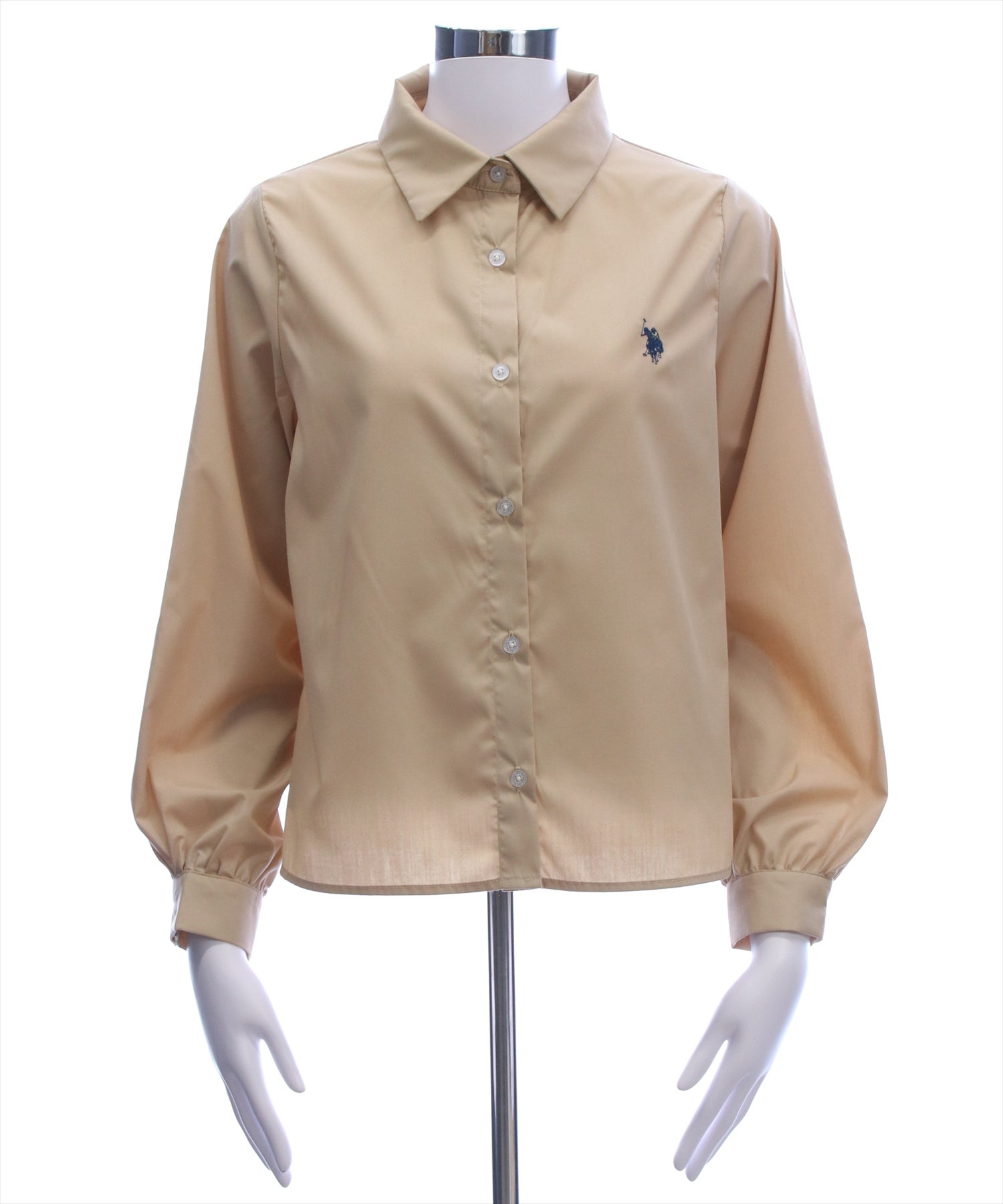 Ralph Lauren リボン付きホワイトシャツ clear≪新作≫U.S. POLO ASSN. 刺繍入りリボンタイ付きシャツブラウス