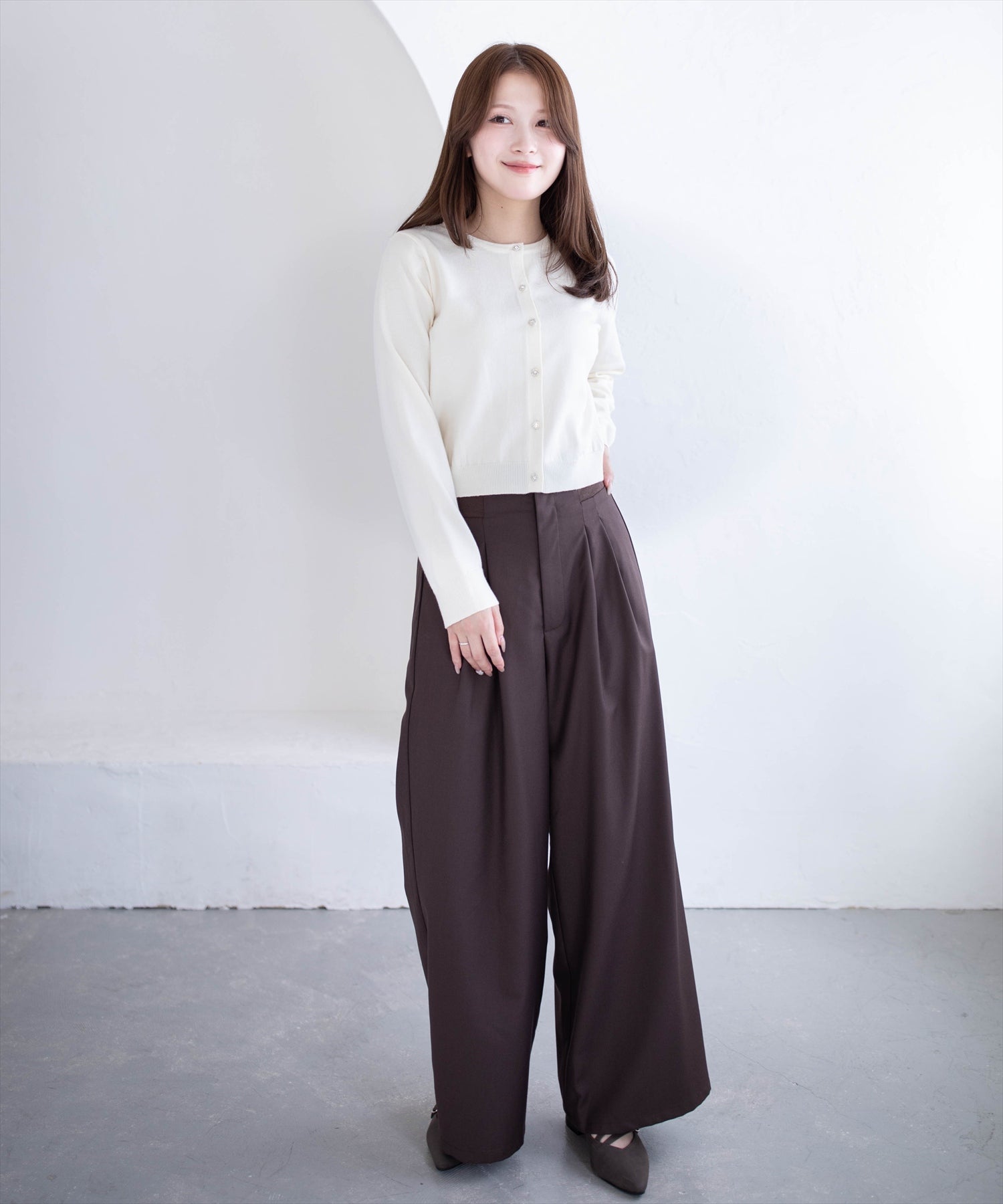 163cm/アイボリー着用