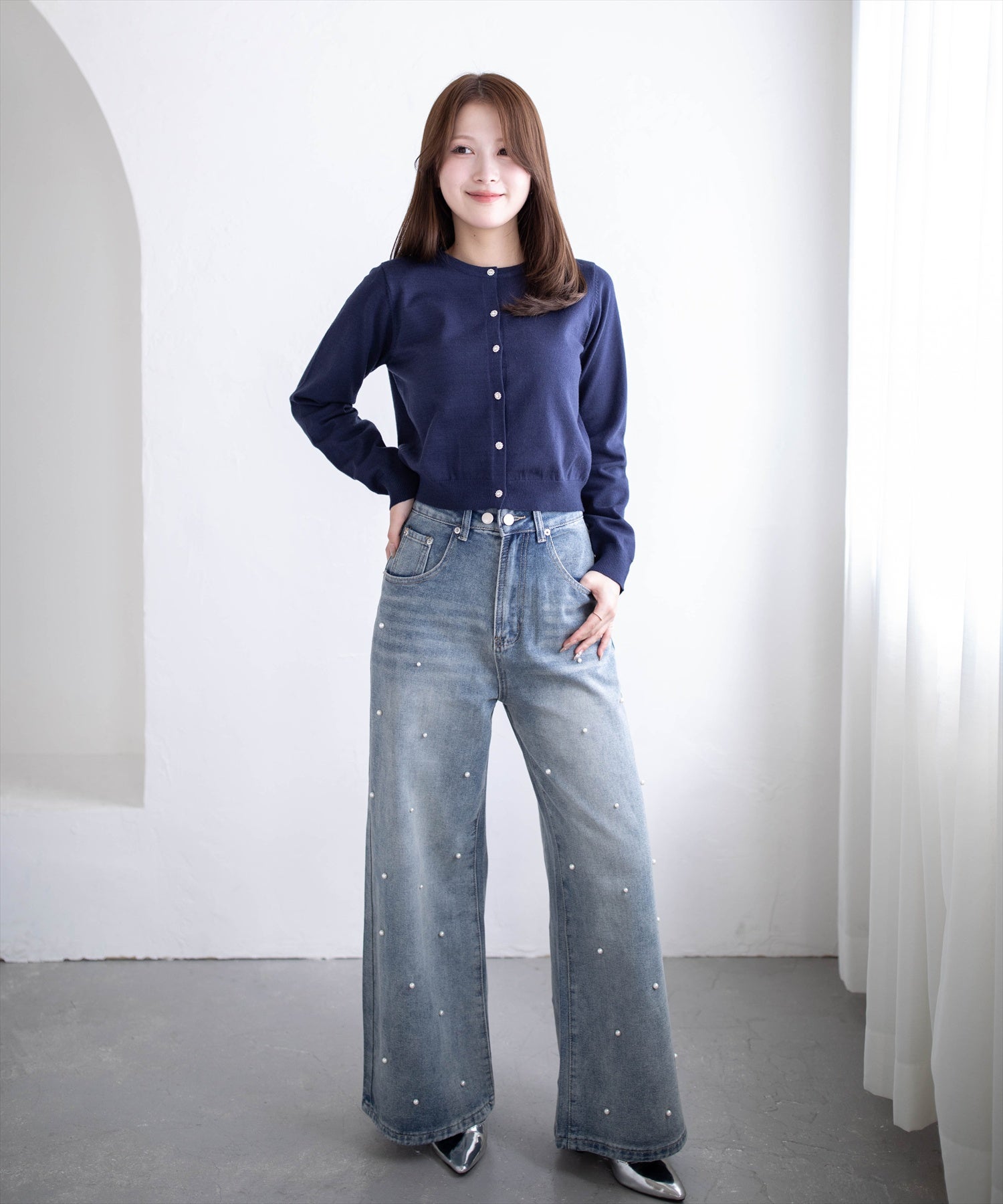 163cm/ネイビー着用