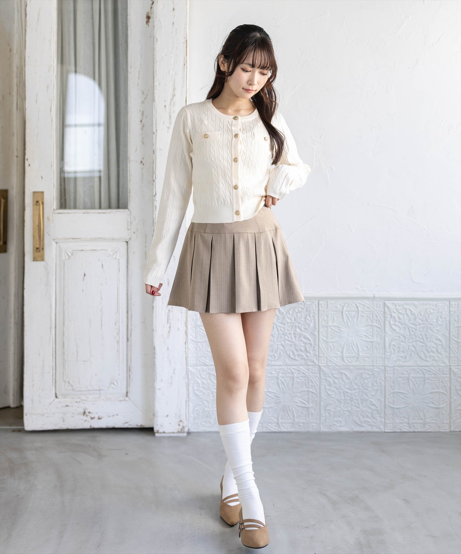 162cm/アイボリー着用