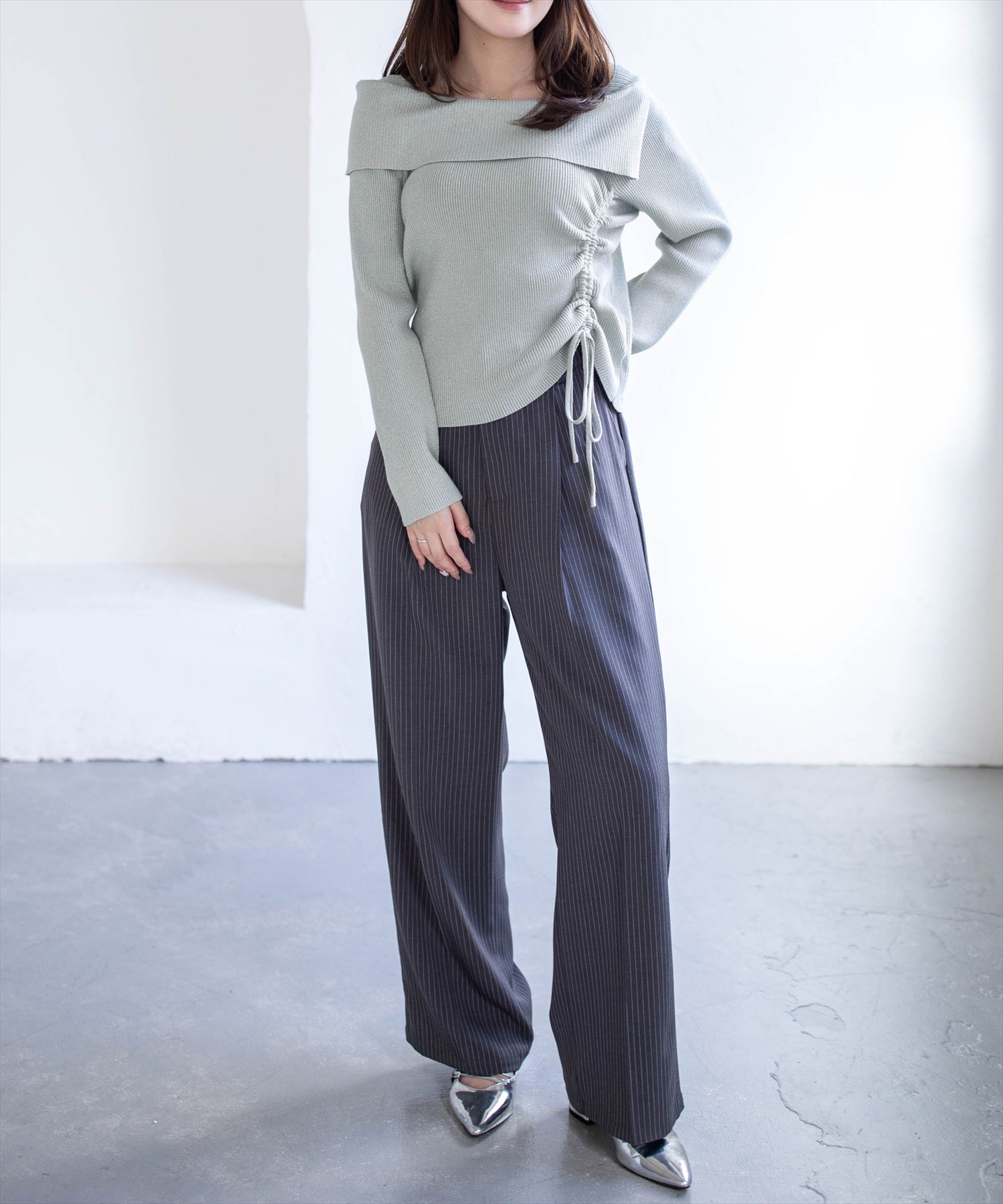 163cm/ミント着用