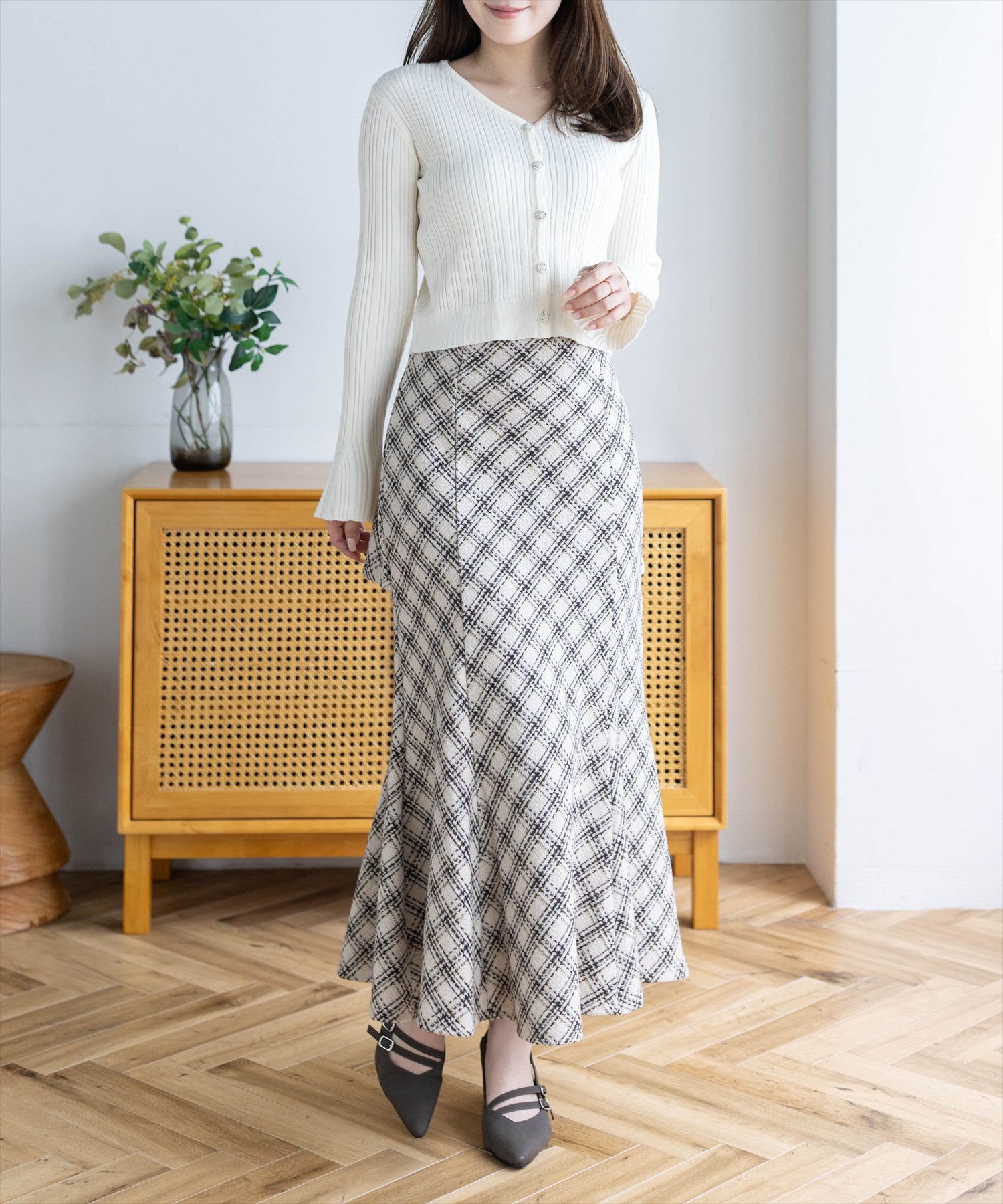 163cm/アイボリー着用