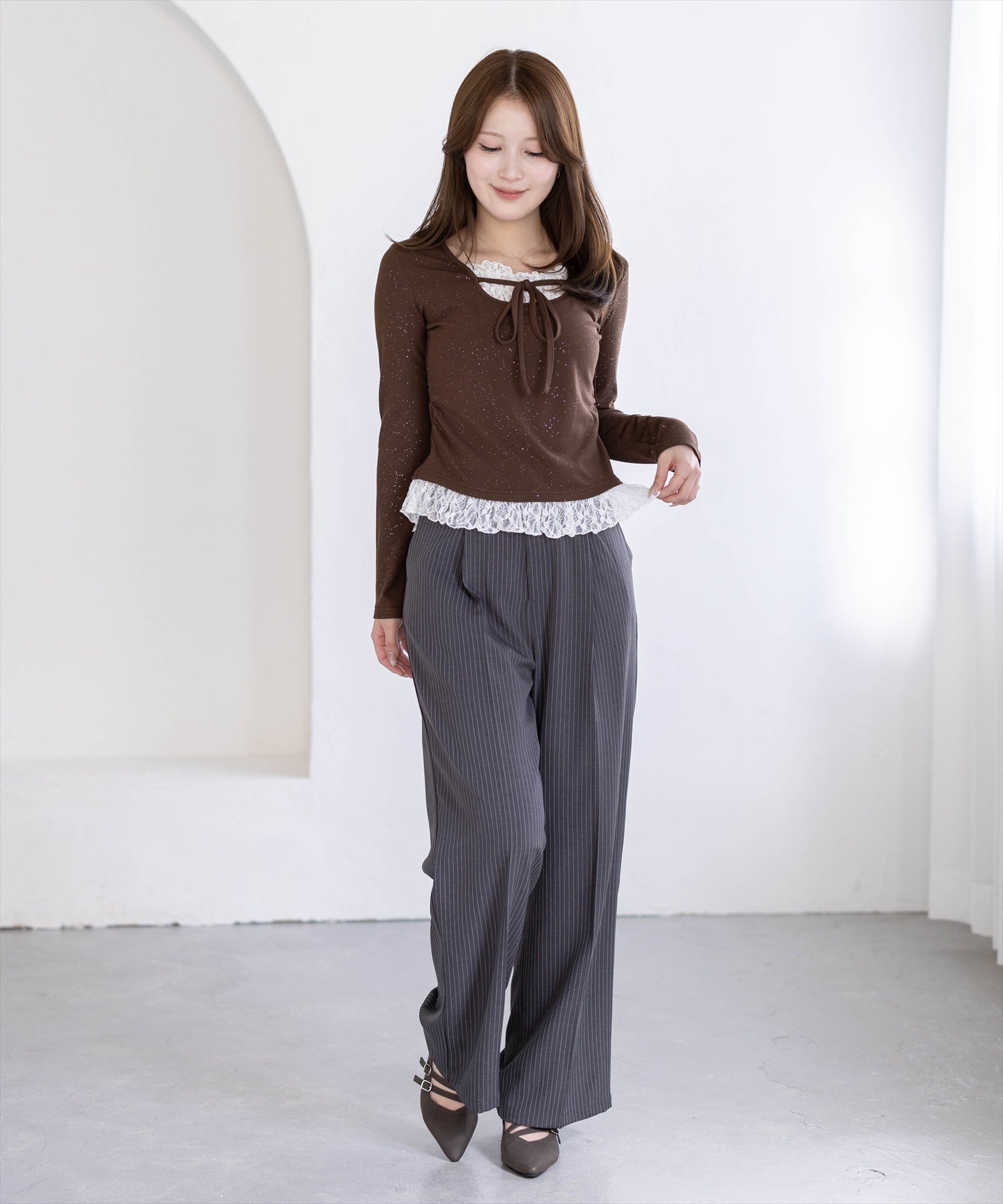 163cm/ブラウン着用