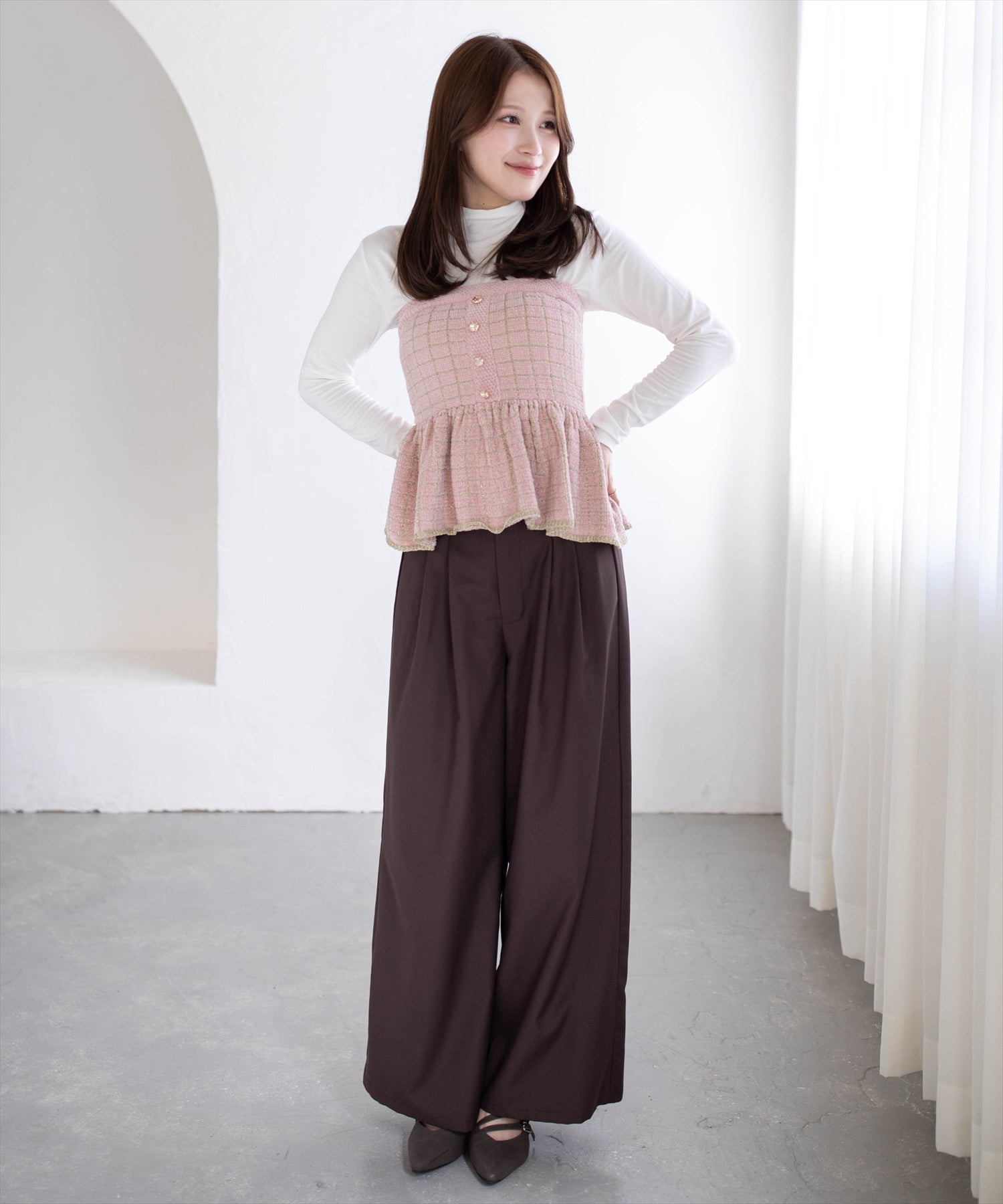 163cm/ピンク着用