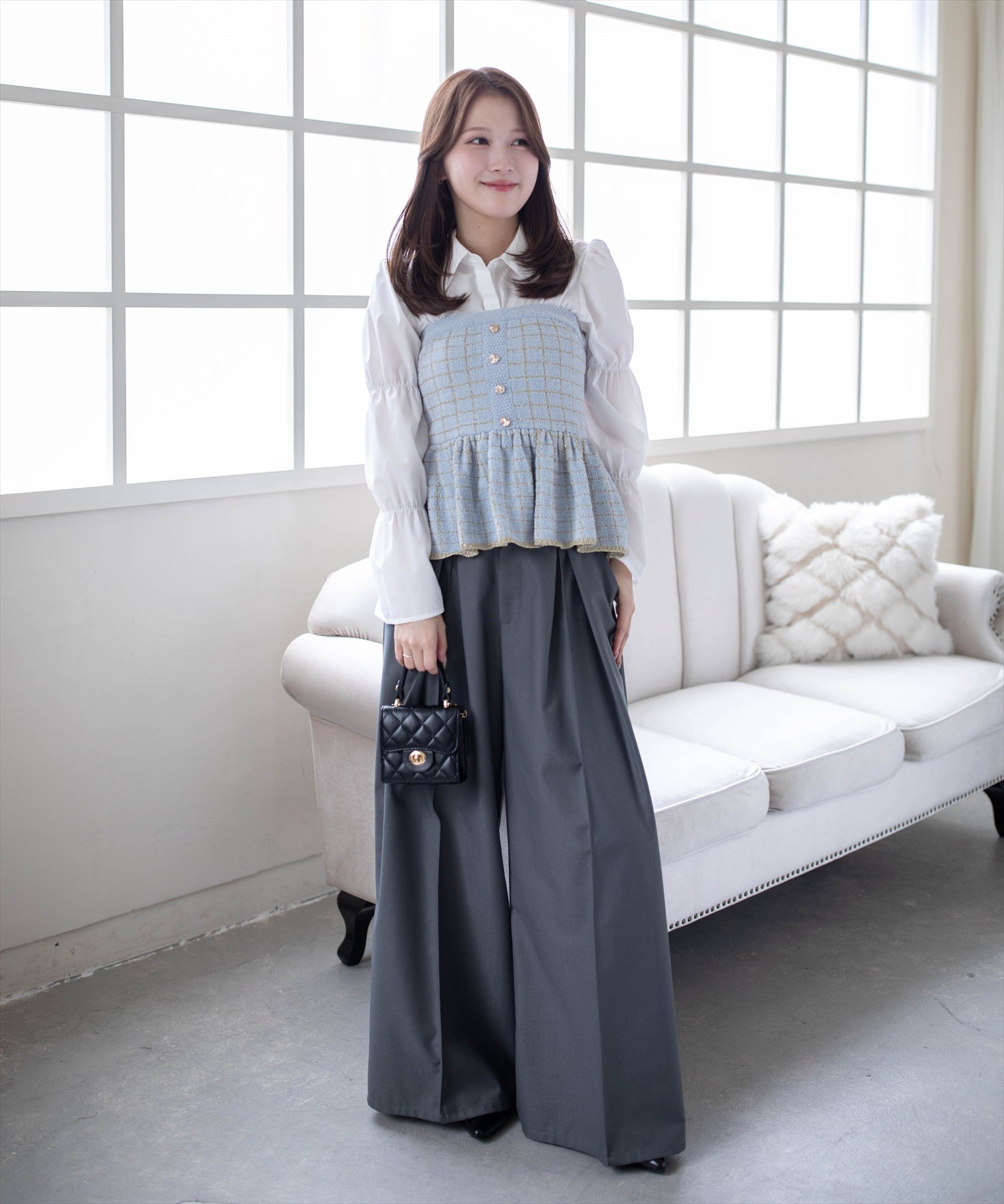 163cm/サックス着用