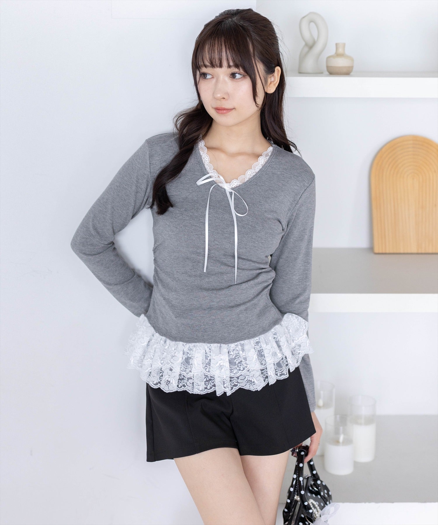 clear≪新作≫裾レースフリルリボン裏起毛カットソー[CL9961