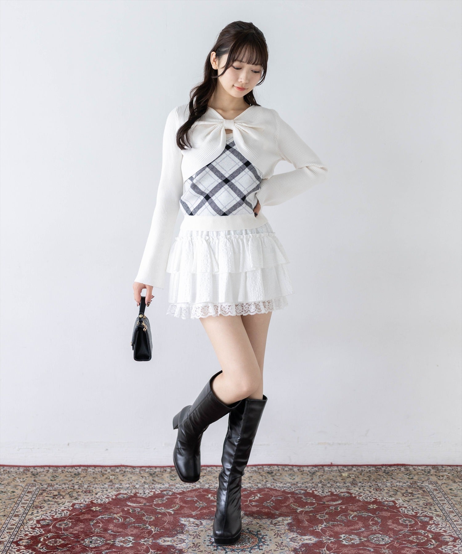 162cm/アイボリー着用