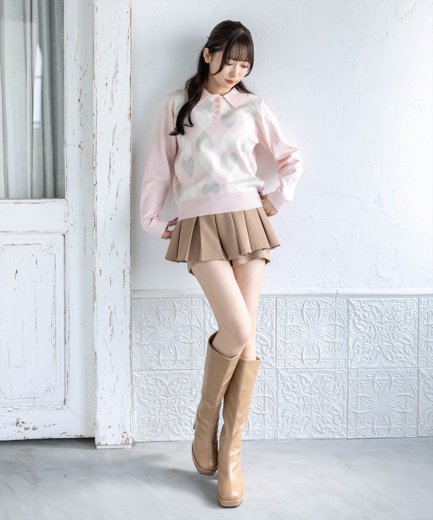 162cm/ピンク着用
